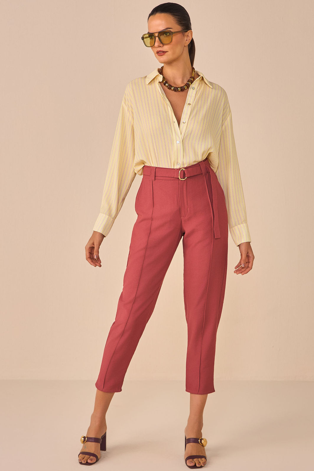 Camisa em chiffon listrado 96745 Linzzi Camisa em chiffon listrado 96745 Linzzi