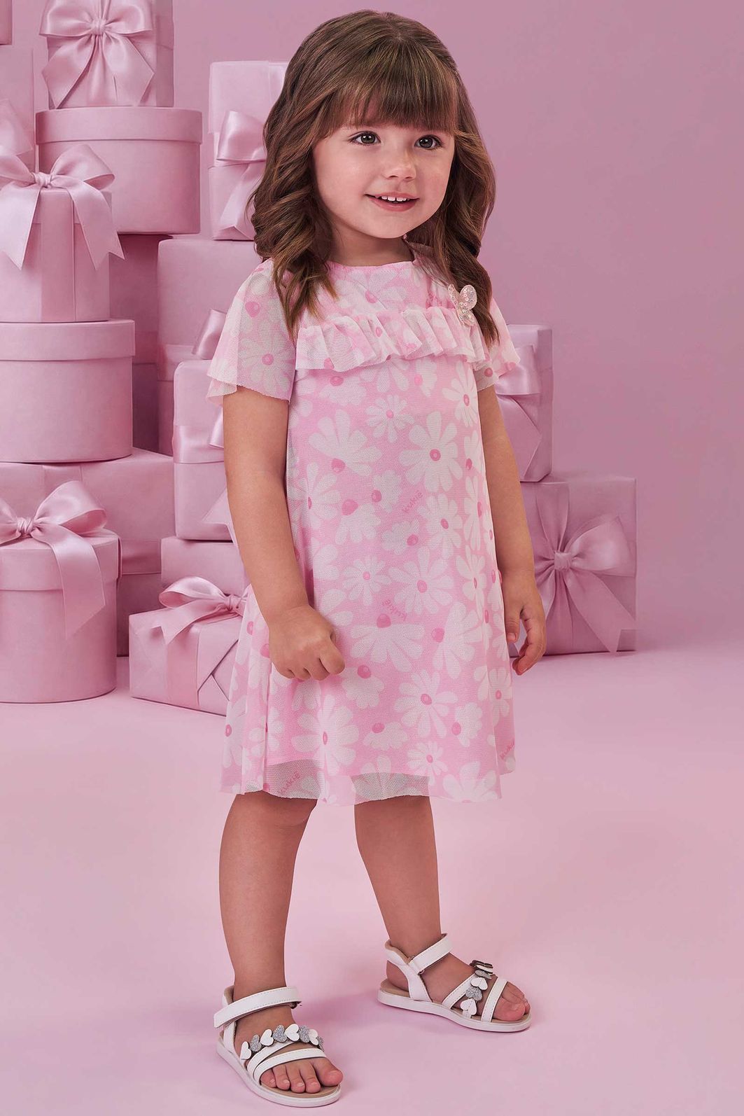 Vestido em tule com elastano 99654 Kukiê Infantil Menina Vestido em tule com elastano 99654 Kukiê Infantil Menina