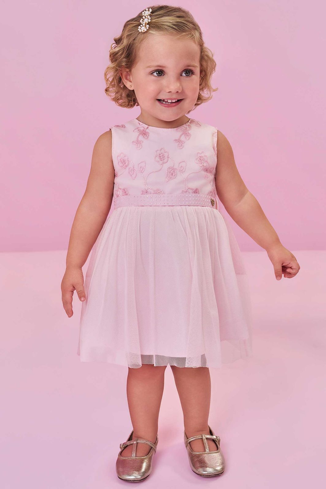 Vestido em tule bordado flores 99139 Kukiê Bebê Menina Vestido em tule bordado flores 99139 Kukiê Bebê Menina