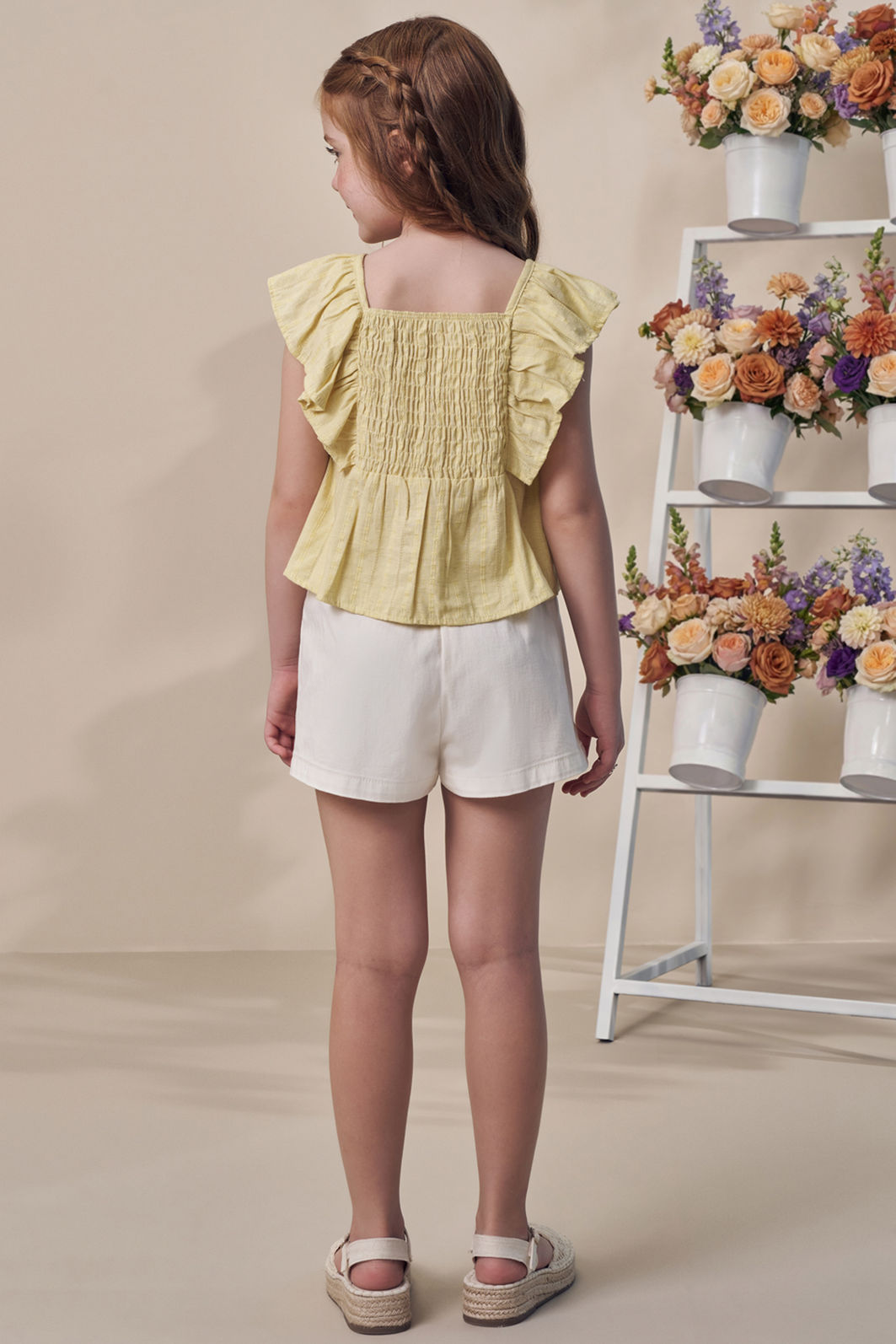 Conjunto de bata em blend de linho bordado com shorts em sarja com elastano 98107 Infanti Infantil Menina Conjunto de bata em blend de linho bordado com shorts em sarja com elastano 98107 Infanti Infantil Menina