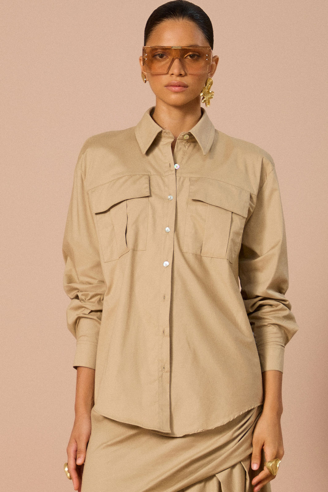 Camisa em tricoline com elastano 83776 Linzzi Camisa em tricoline com elastano 83776 Linzzi