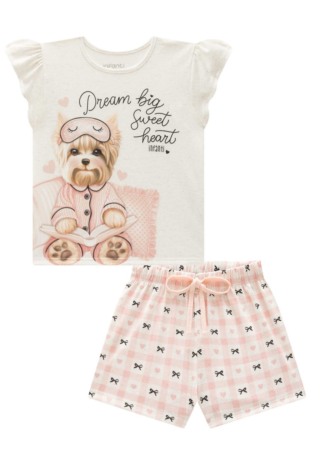 Conjunto de pijama de blusa e shorts em malha fresh 96003 Infanti Infantil Menina Conjunto de pijama de blusa e shorts em malha fresh 96003 Infanti Infantil Menina