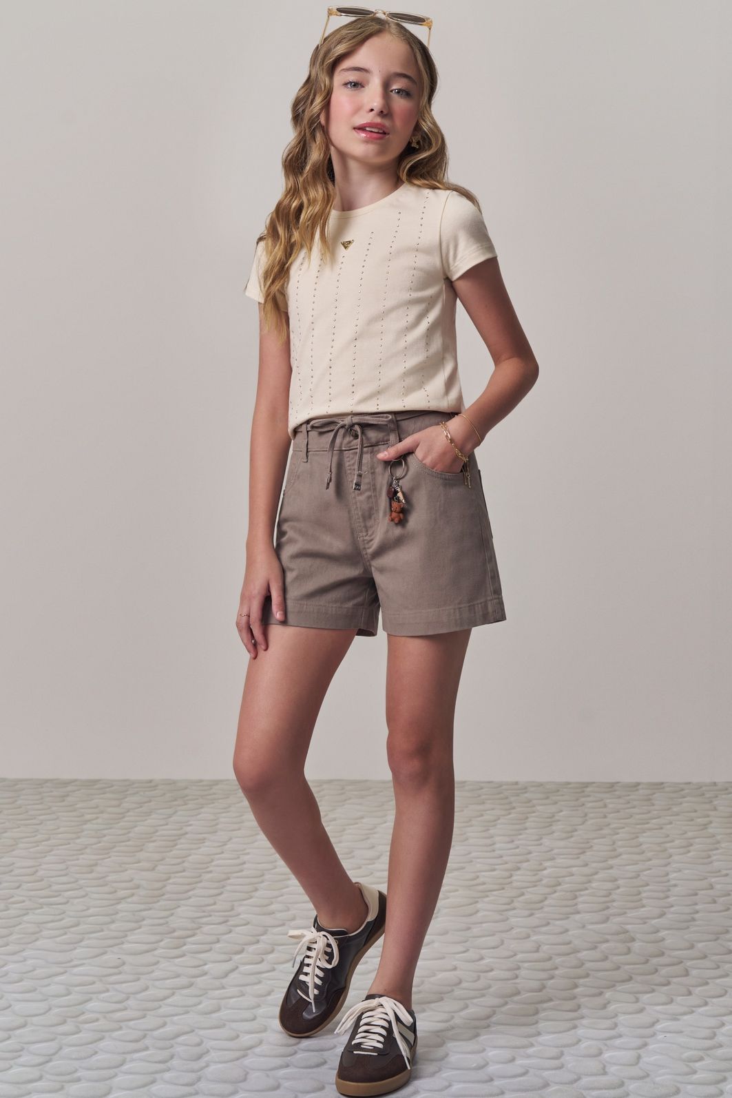 Shorts em sarja com elastano 98167 Lilimoon Teen Menina Shorts em sarja com elastano 98167 Lilimoon Teen Menina