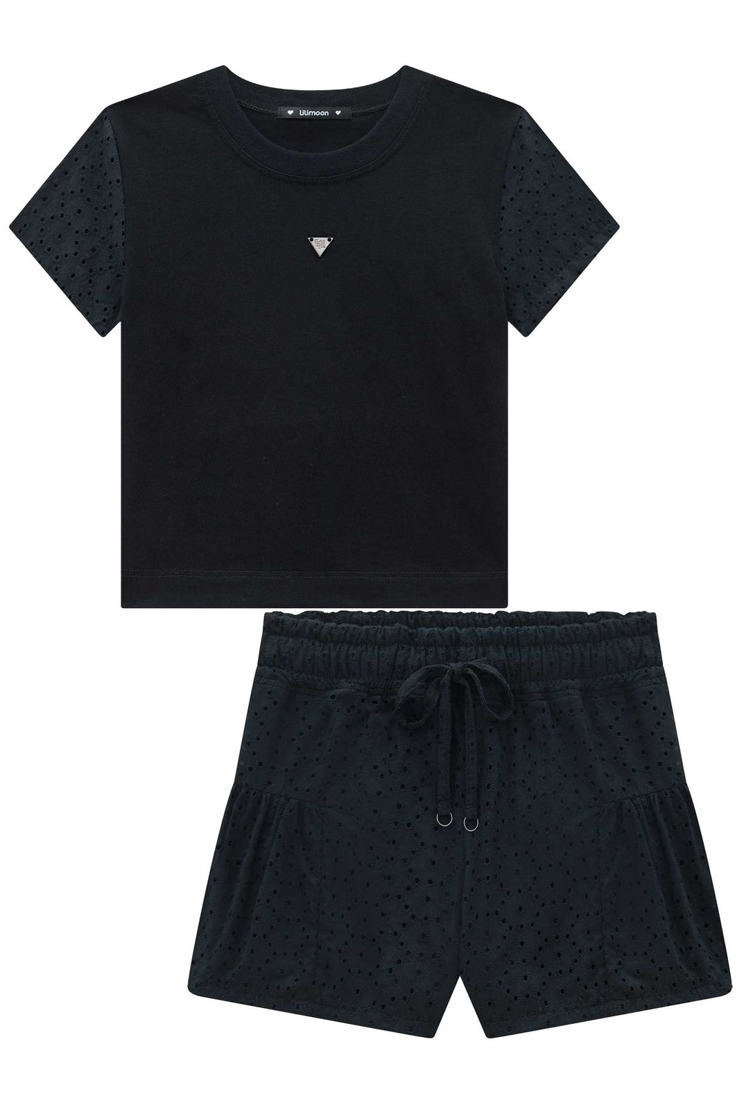Conjunto de blusa em meia malha e shorts em laise capadocia 96295 Lilimoon Teen Menina Conjunto de blusa em meia malha e shorts em laise capadocia 96295 Lilimoon Teen Menina