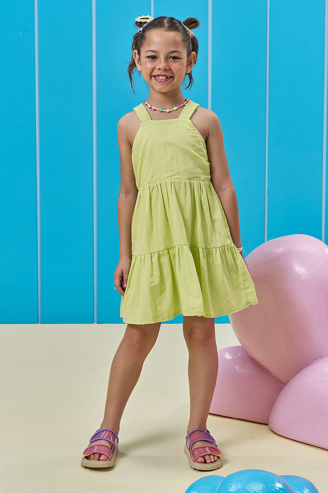 Vestido em tricoline maquinetado 96376 Kukiê Infantil Menina Vestido em tricoline maquinetado 96376 Kukiê Infantil Menina