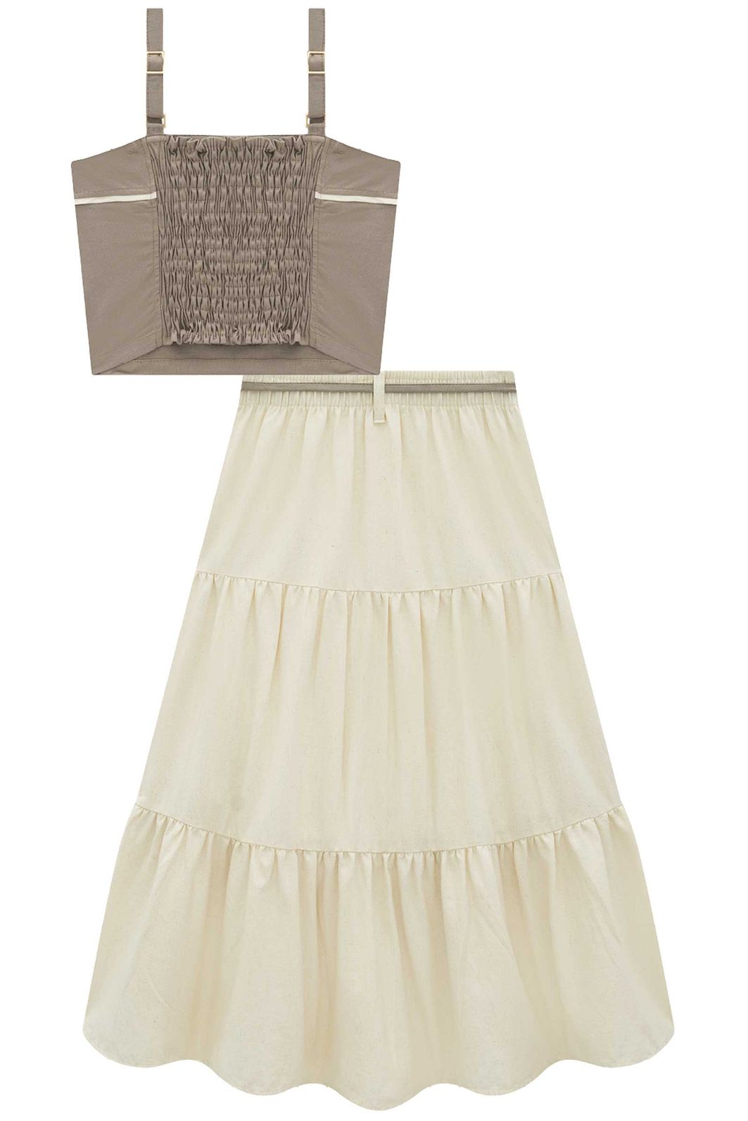 Conjunto de regata e saia midi em linho santorine 92612 Lilimoon Teen Menina