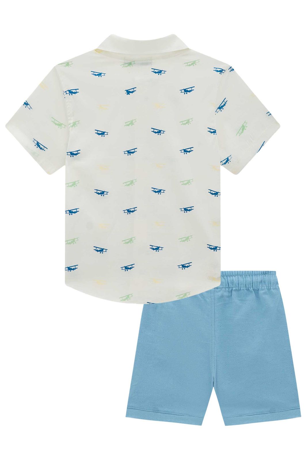 Conjunto de camisa em tricoline com elastano e bermuda em linho santorine com elastano 94550 LucBoo Infantil Menino