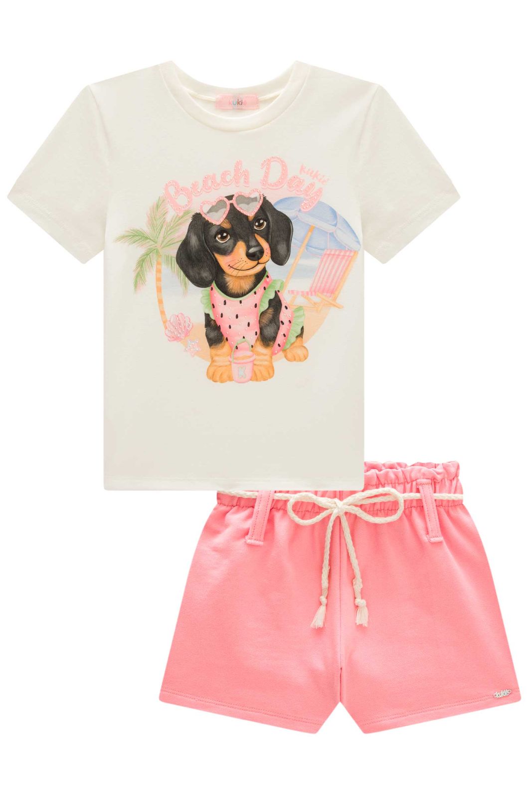 Conjunto de blusa em meia malha e shorts em moletom sem pelúcia 99619 Kukiê Infantil Menina Conjunto de blusa em meia malha e shorts em moletom sem pelúcia 99619 Kukiê Infantil Menina