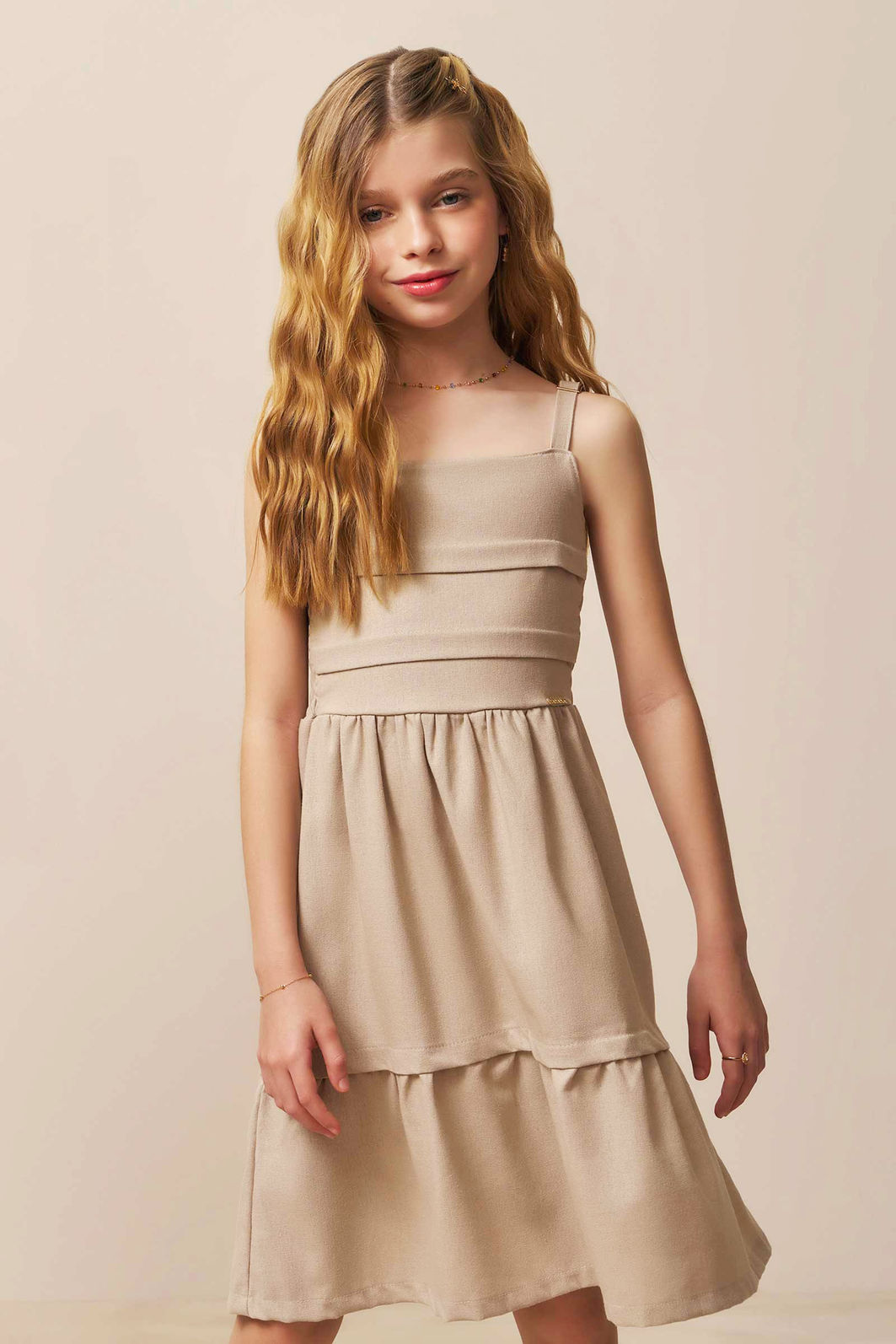 Vestido em linho blend 94416 Vic Teen Menina Vestido em linho blend 94416 Vic Teen Menina