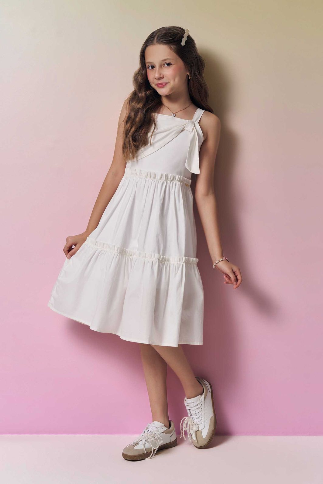 Vestido em tricoline com elastano 95364 Vic Teen Menina Vestido em tricoline com elastano 95364 Vic Teen Menina