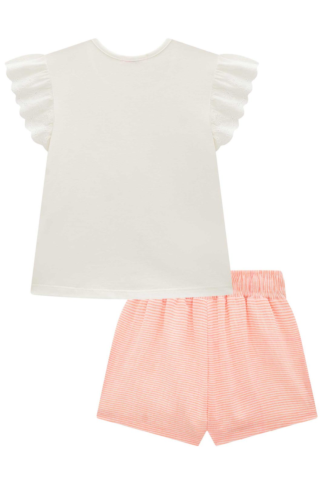 Conjunto de blusa em cotton e shorts em tricoline listrado 99647 Kukiê Infantil Menina
