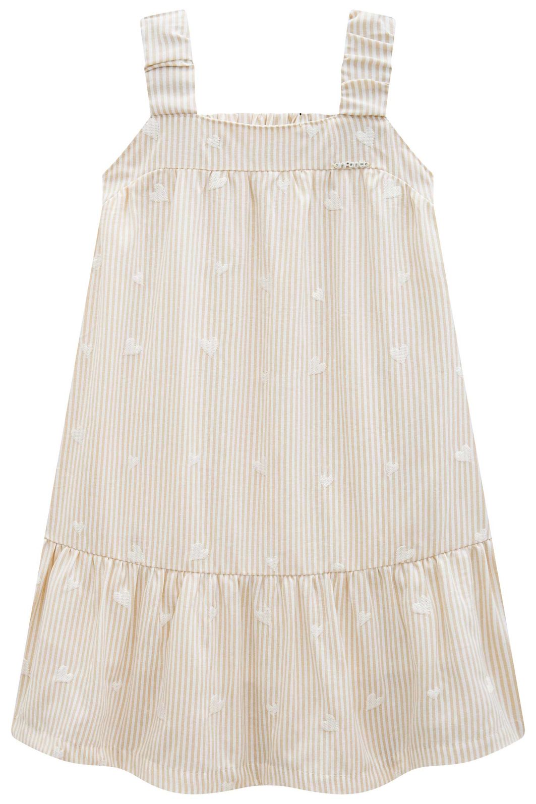 Vestido em tecido listrado bordado 96668 Infanti Infantil Menina Vestido em tecido listrado bordado 96668 Infanti Infantil Menina