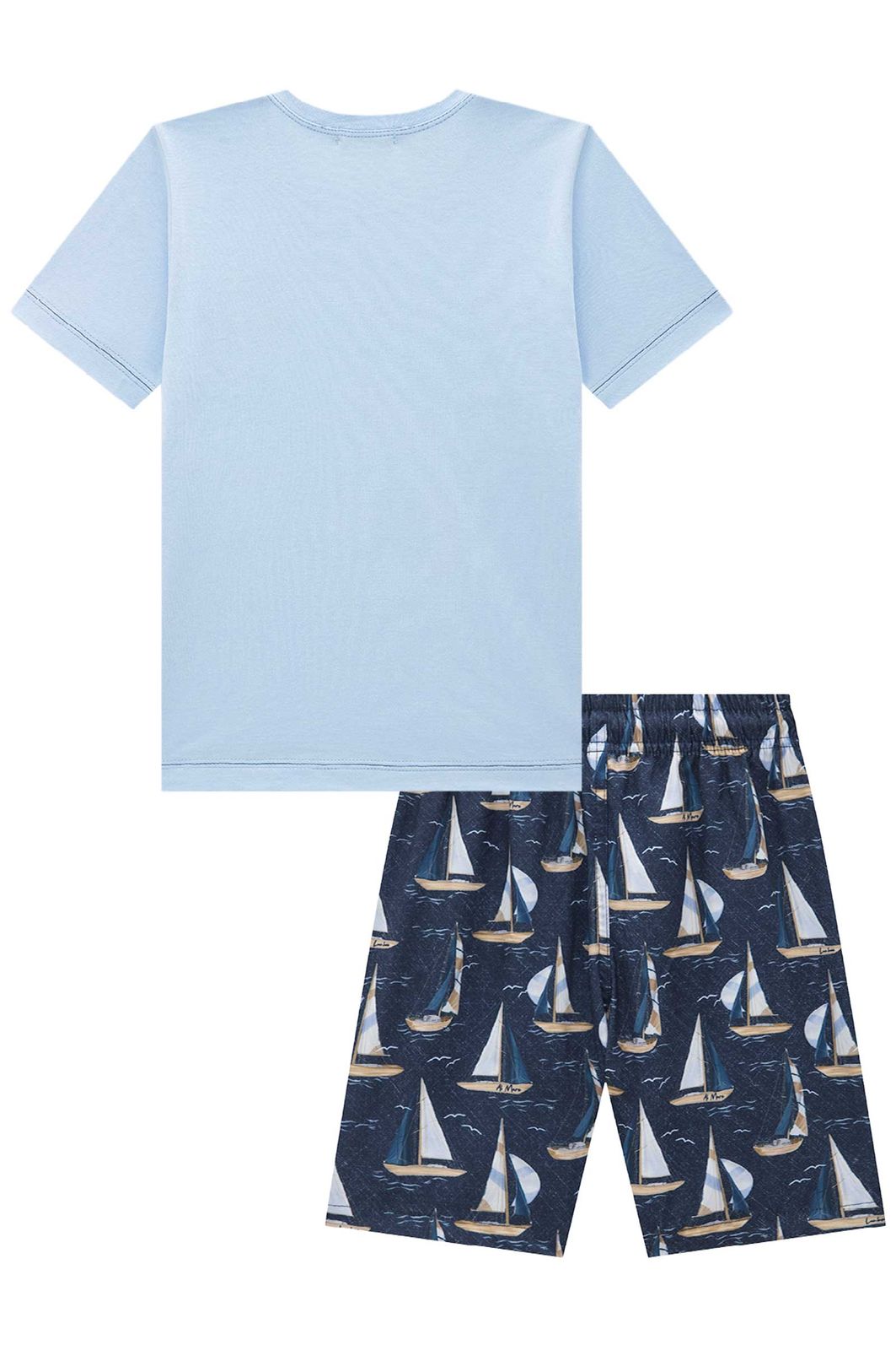 Conjunto de camiseta em meia malha e bermuda em nylon ergonômic com elastano 95390 LucBoo Infantil Menino Conjunto de camiseta em meia malha e bermuda em nylon ergonômic com elastano 95390 LucBoo Infantil Menino