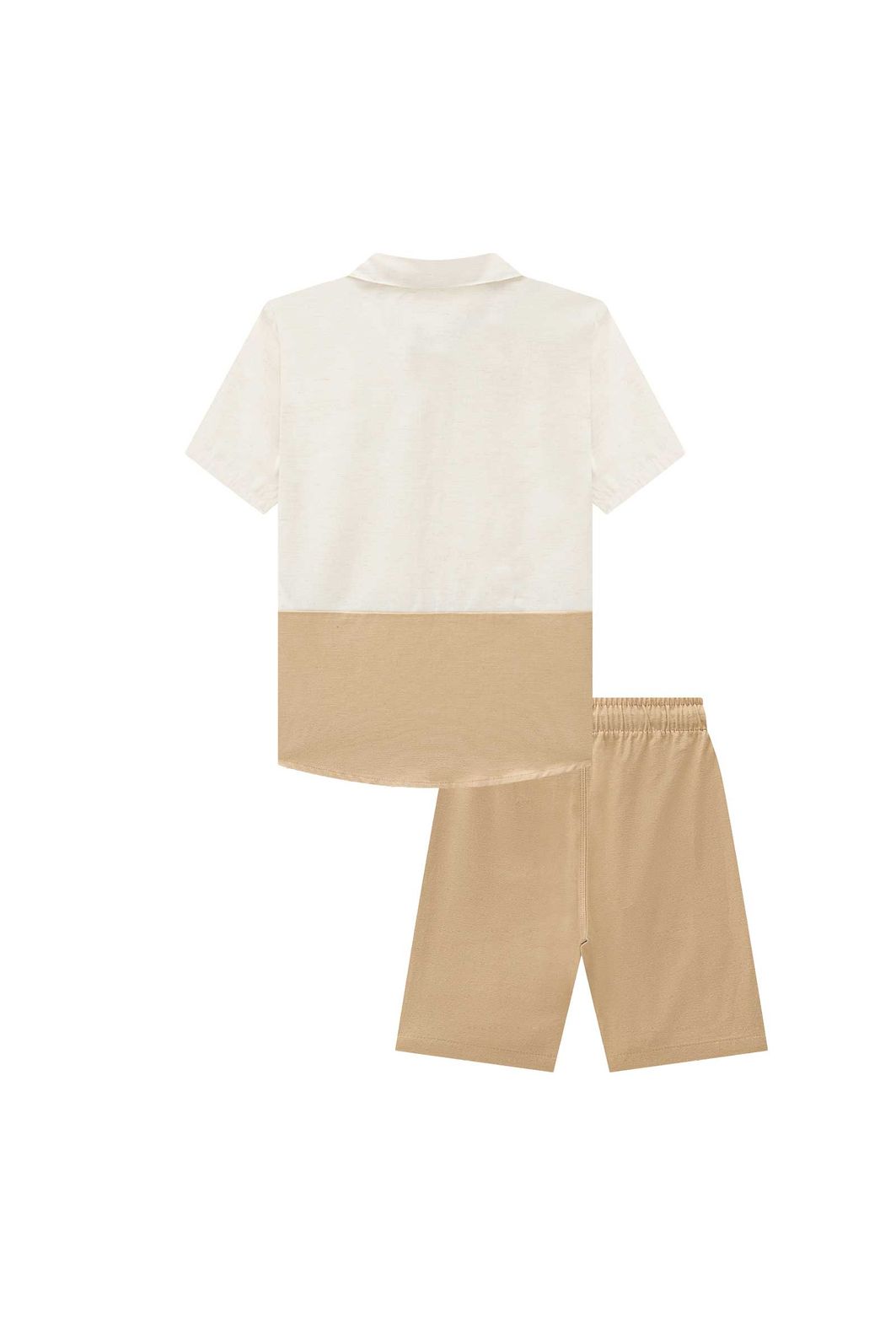 Conjunto de camisa em linho deluxe e bermuda em linho santorine 96166 LucBoo Infantil Menino