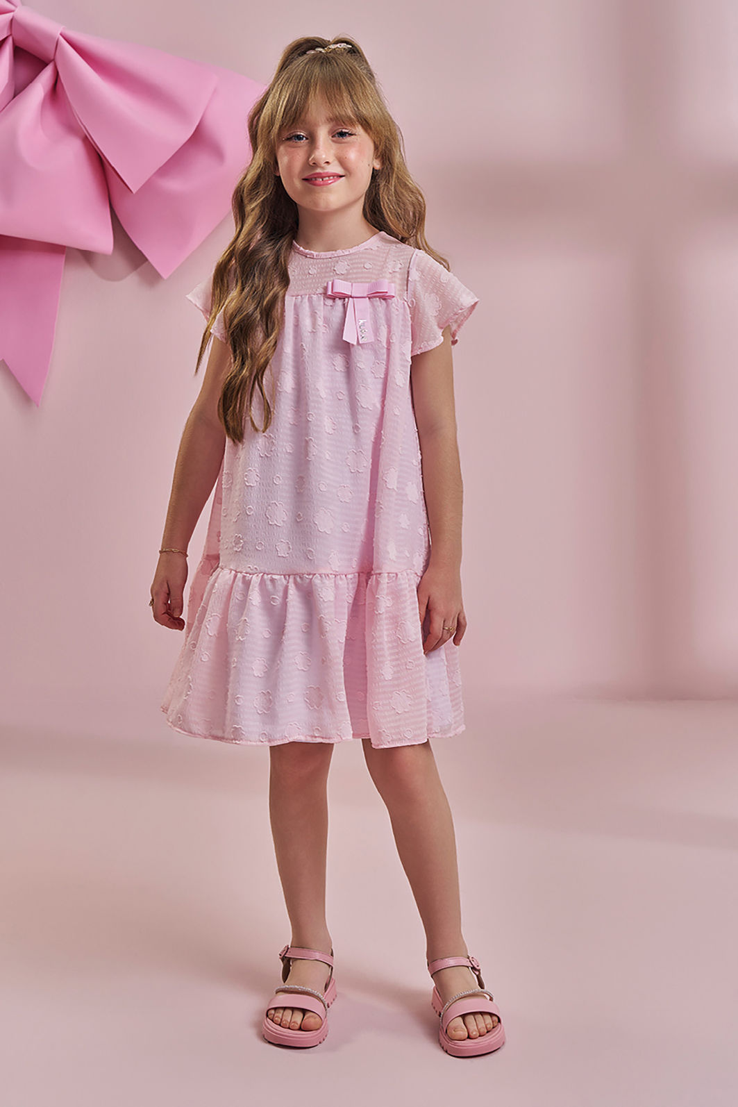 Vestido em chiffon flores 96558 Kukiê Infantil Menina Vestido em chiffon flores 96558 Kukiê Infantil Menina