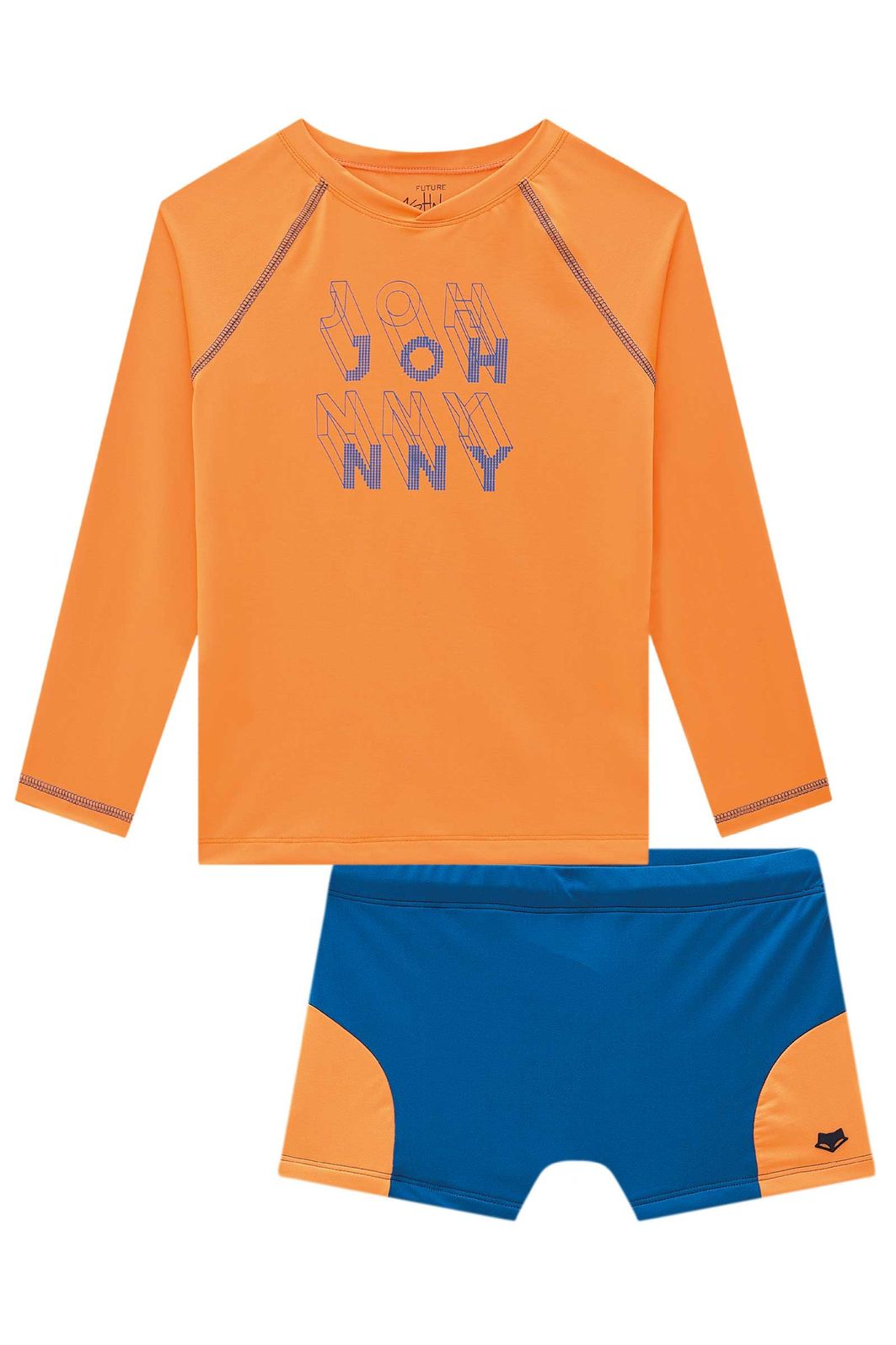 Conjunto de camiseta e sunga em malha uv dry com proteção UV50+ 99036 Johnny Fox Teen Menino Conjunto de camiseta e sunga em malha uv dry com proteção UV50+ 99036 Johnny Fox Teen Menino