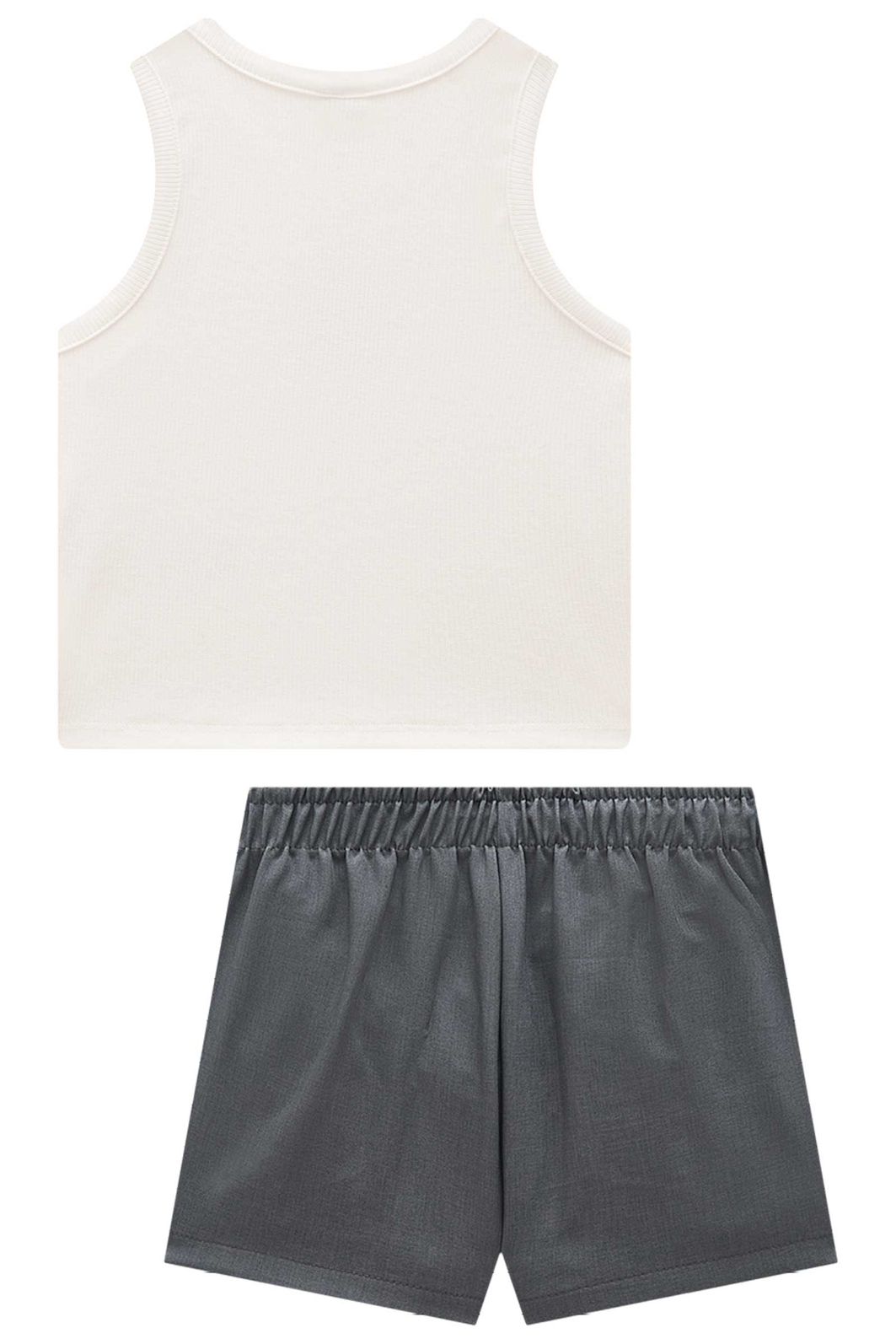 Conjunto de regata em canelado liz e shorts em alfaiataria premium melange 95951 Vic Teen Menina