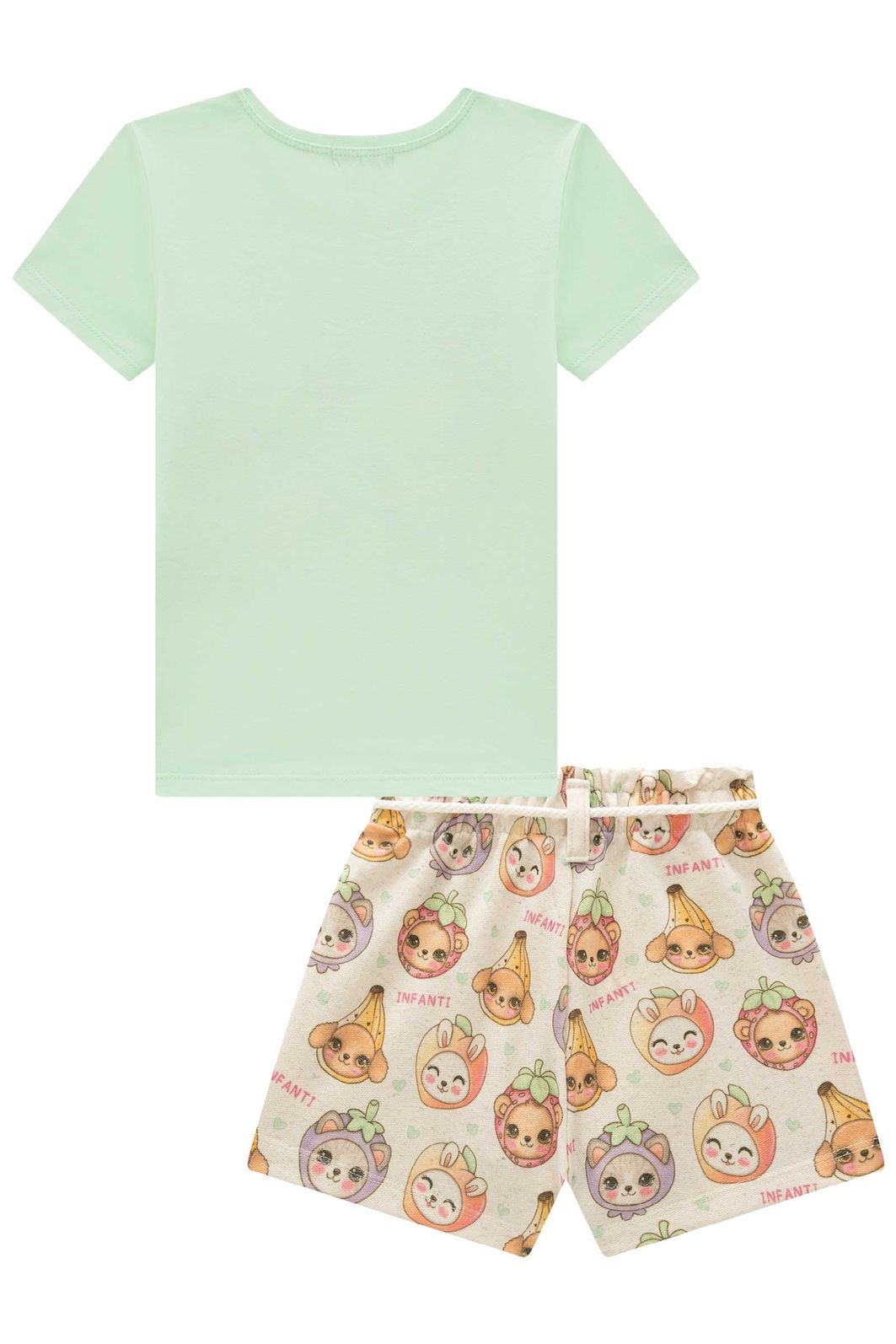 Conjunto de blusa em meia malha e shorts em moletom sem pelúcia 95370 Infanti Infantil Menina Conjunto de blusa em meia malha e shorts em moletom sem pelúcia 95370 Infanti Infantil Menina