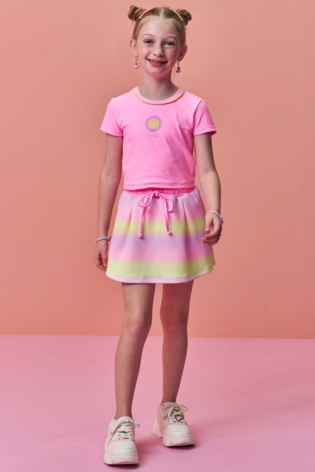 Conjunto de blusa em malha poliamida e short saia em fly tech 98813 Infanti Infantil Menina Conjunto de blusa em malha poliamida e short saia em fly tech 98813 Infanti Infantil Menina