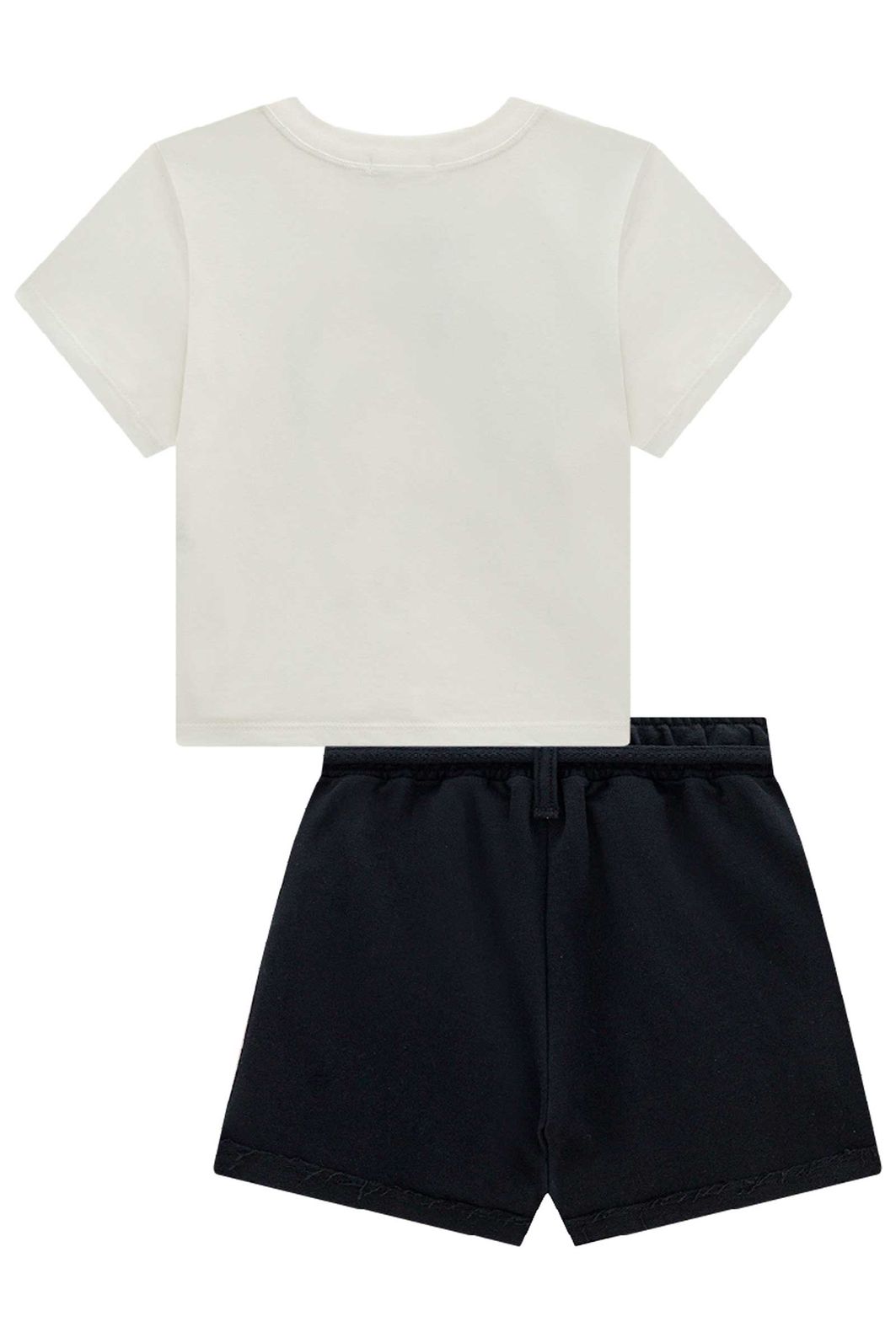 Conjunto de blusa em meia malha e short saia em moletom sem pelúcia 99102 Vic Teen Menina