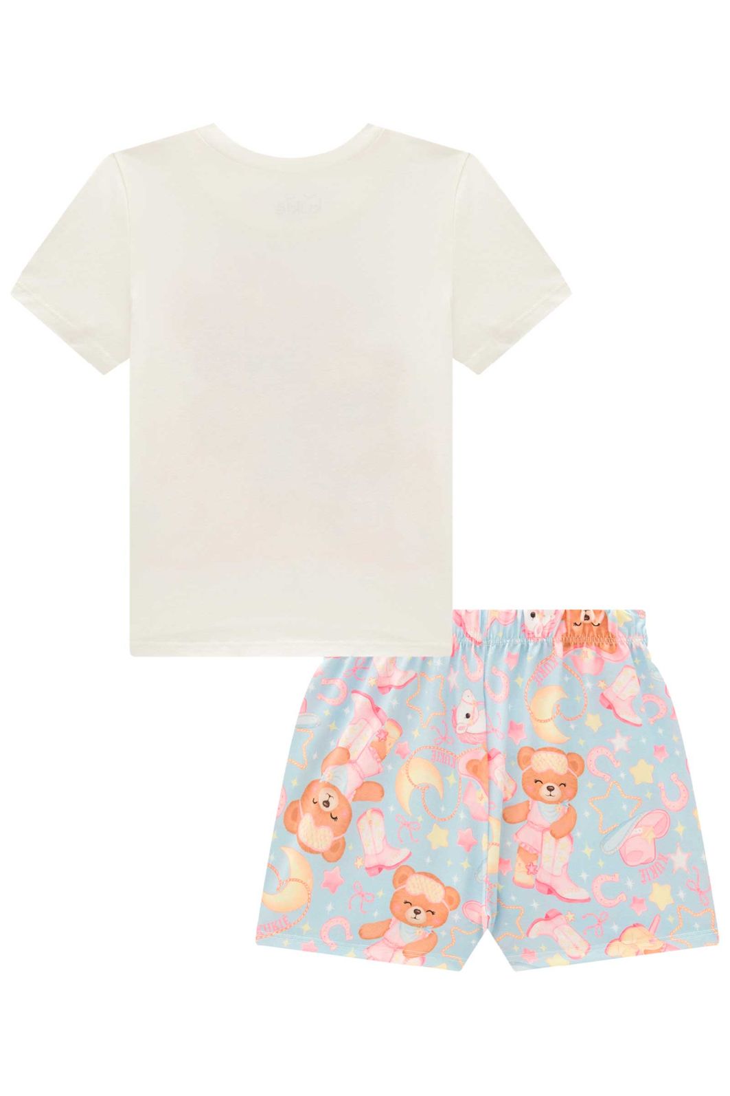 Conjunto de pijama de blusa em meia malha e shorts em malha fresh 99718 Kukiê Infantil Menina Conjunto de pijama de blusa em meia malha e shorts em malha fresh 99718 Kukiê Infantil Menina