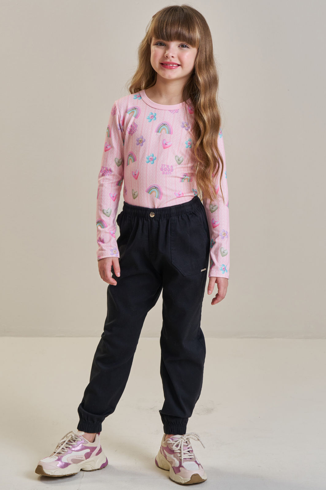 Calça jogger em sarja com elastano 94024 Infanti Infantil Menina Calça jogger em sarja com elastano 94024 Infanti Infantil Menina