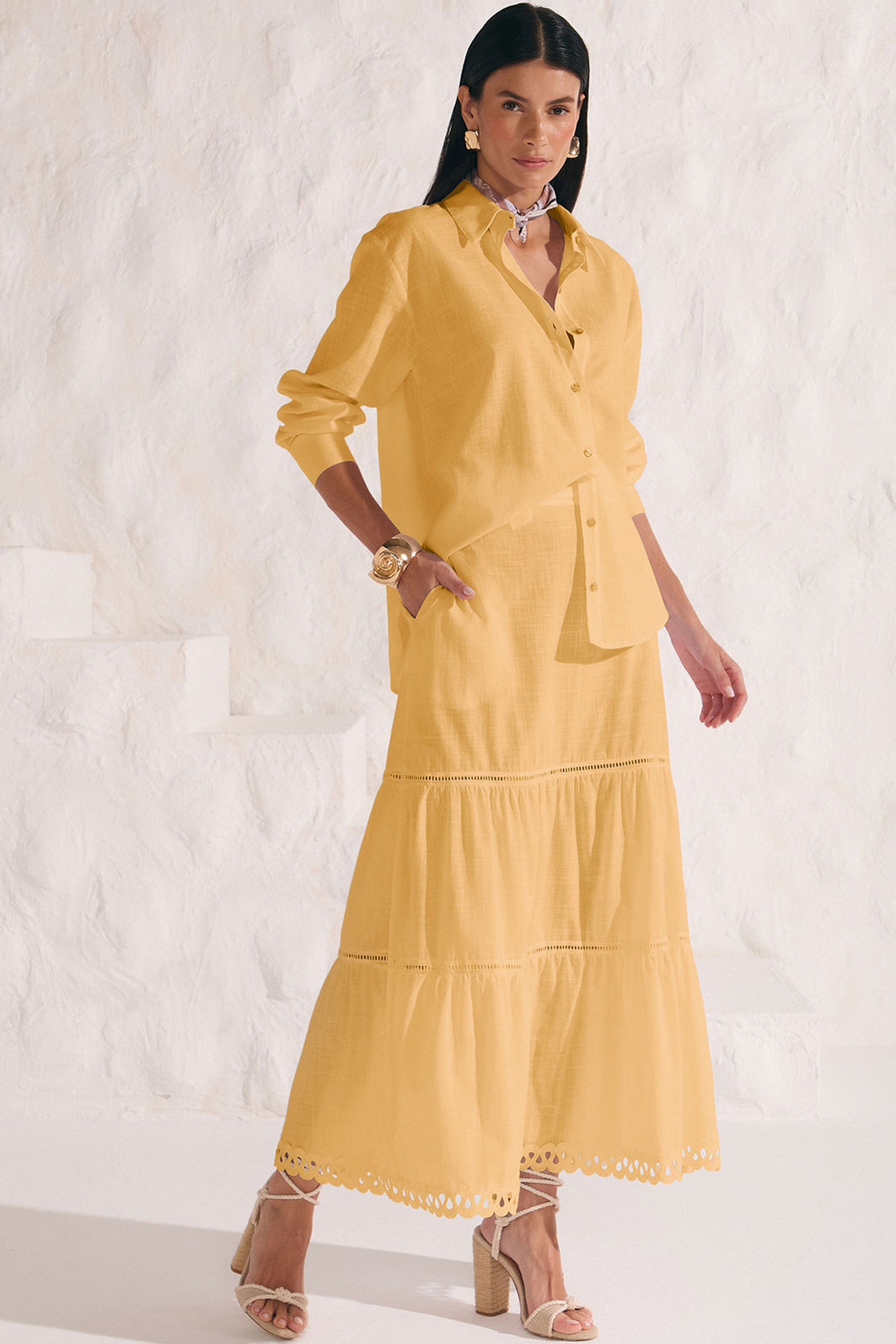 Saia maxi midi em viscose de linho 86573 Linzzi Saia maxi midi em viscose de linho 86573 Linzzi