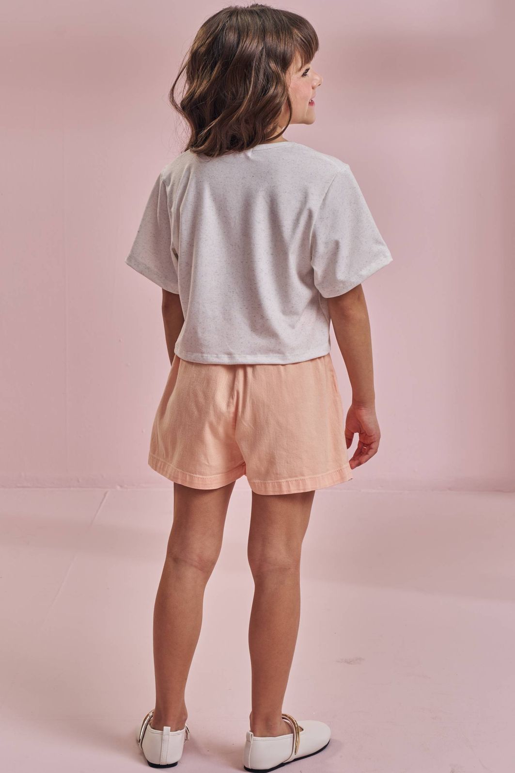 Conjunto de blusa em malha power e short saia em sarja com elastano 96788 Kukiê Infantil Menina