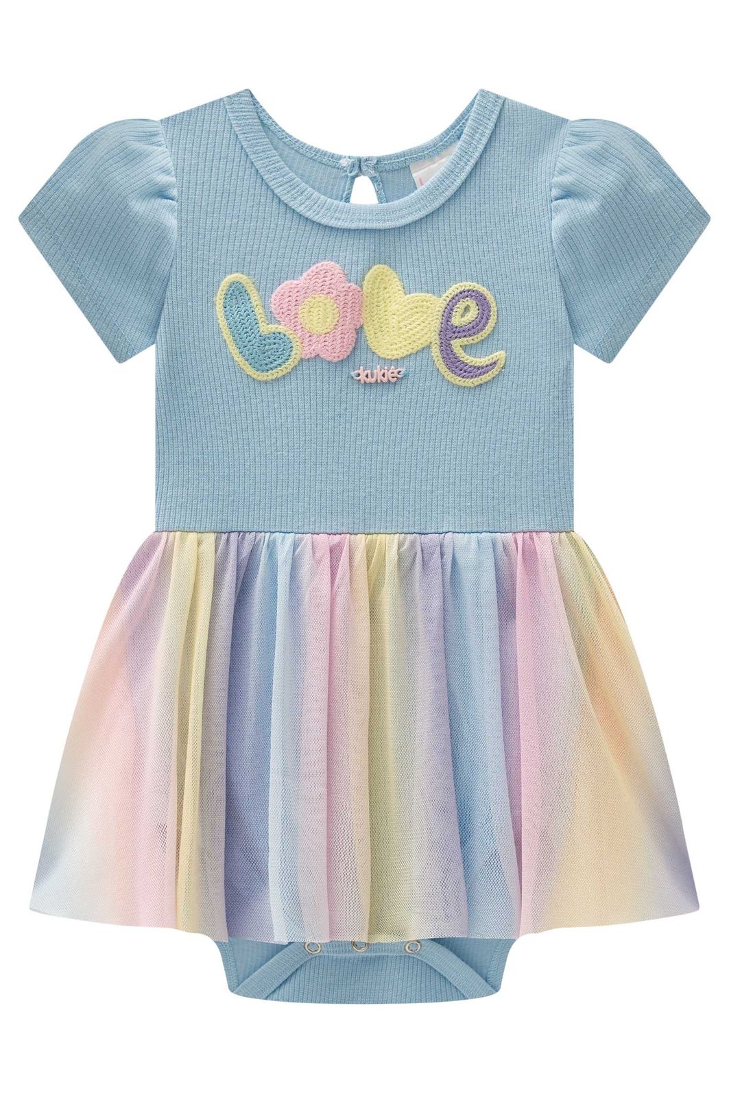 Vestbody em canelado e tule com elastano 98061 Kukiê Bebê Menina Vestbody em canelado e tule com elastano 98061 Kukiê Bebê Menina