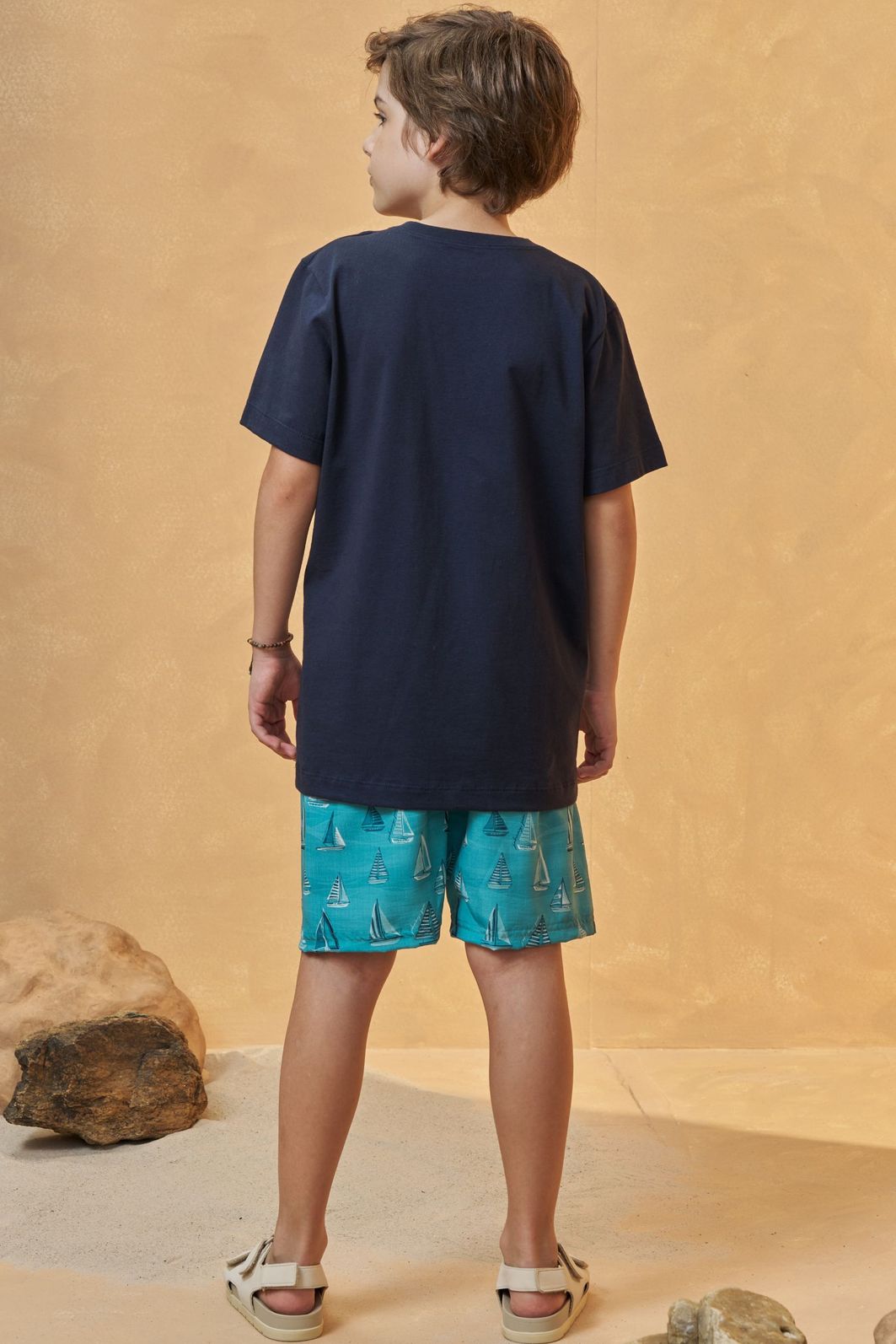 Conjunto de camiseta em meia malha e bermuda em nylon ergonomic com elastano 96703 Johnny Fox Teen Menino Conjunto de camiseta em meia malha e bermuda em nylon ergonomic com elastano 96703 Johnny Fox Teen Menino