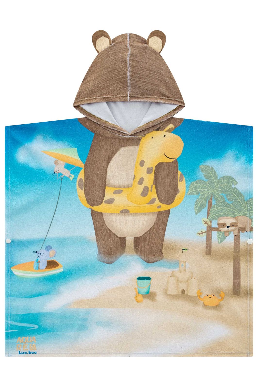 Toalha poncho com capuz em plush atoalhado 95758 LucBoo Bebê Menino Toalha poncho com capuz em plush atoalhado 95758 LucBoo Bebê Menino