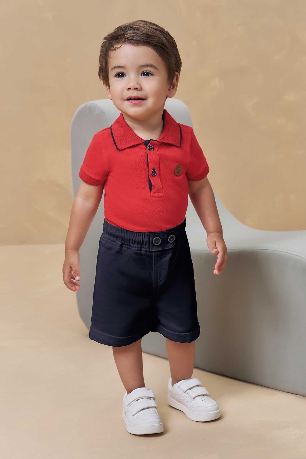 Conjunto de body polo em piquet com elastano e bermuda em sarja girassol com elastano 94883 Johnny Fox Bebê Menino Conjunto de body polo em piquet com elastano e bermuda em sarja girassol com elastano 94883 Johnny Fox Bebê Menino