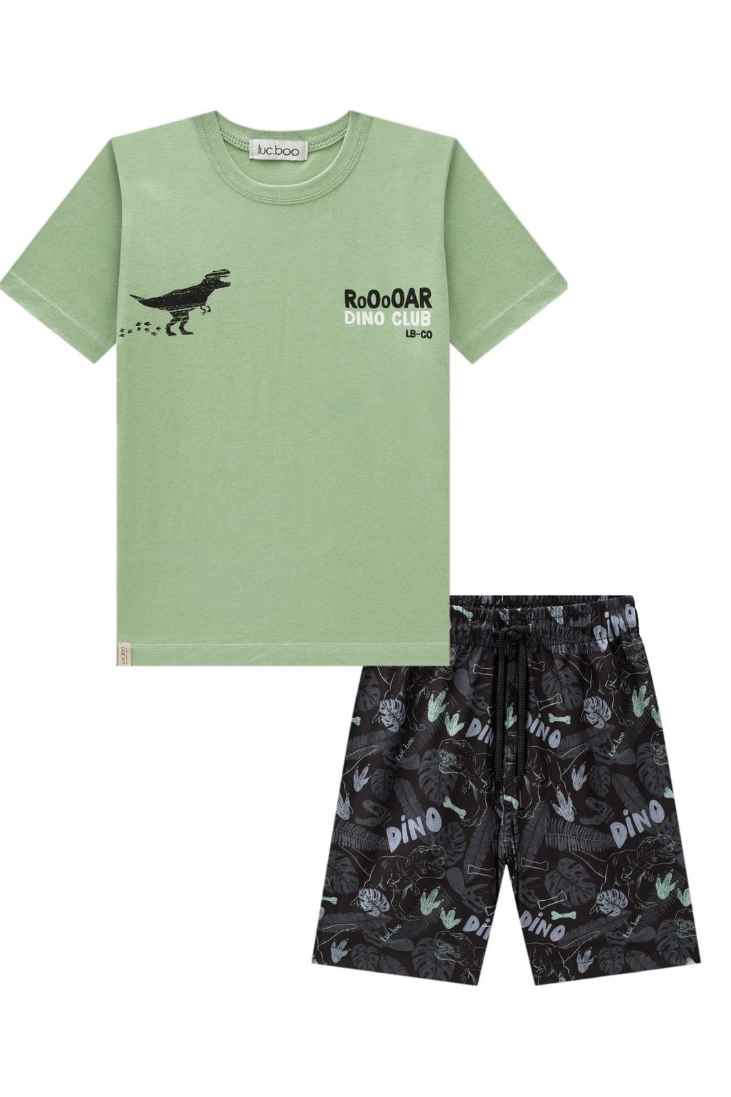 Conjunto de camiseta em meia malha e bermuda em nylon ergonomic com elastano 94853 LucBoo Infantil Menino Conjunto de camiseta em meia malha e bermuda em nylon ergonomic com elastano 94853 LucBoo Infantil Menino
