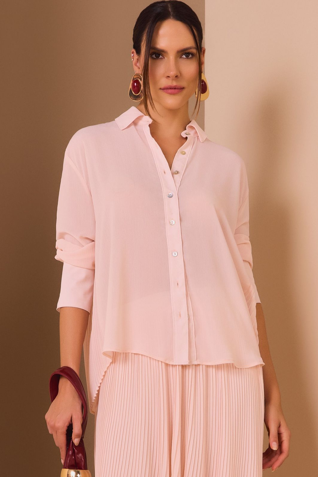 Camisa em chiffon texturizado 97662 Linzzi Camisa em chiffon texturizado 97662 Linzzi