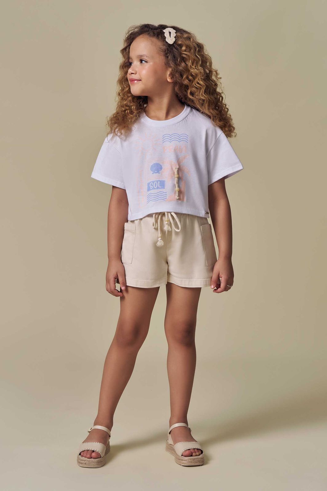 Shorts em sarja com elastano 94947 Infanti Infantil Menina