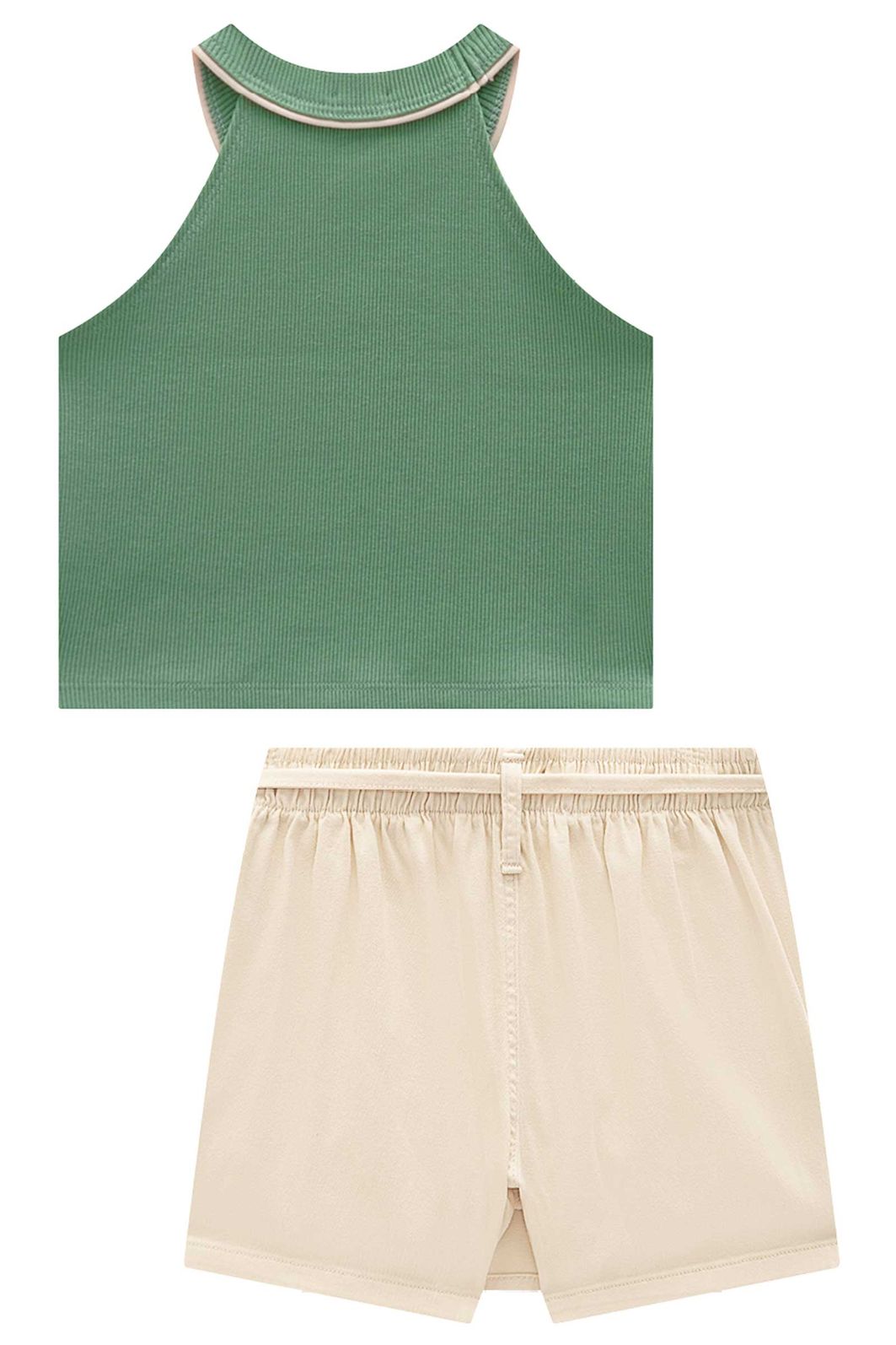 Conjunto de regata em canelado liz e short saia em sarja com elastano 94953 Vic Teen Menina Conjunto de regata em canelado liz e short saia em sarja com elastano 94953 Vic Teen Menina