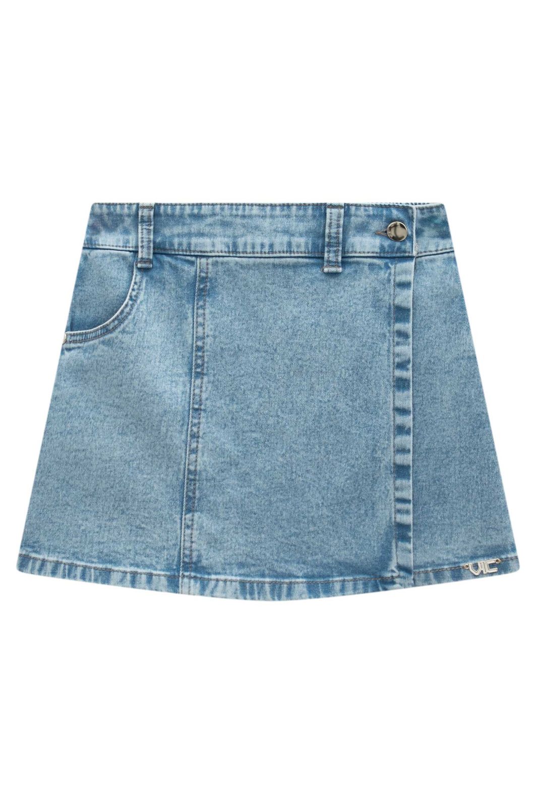 Short saia em jeans com elastano 99085 Vic Teen Menina