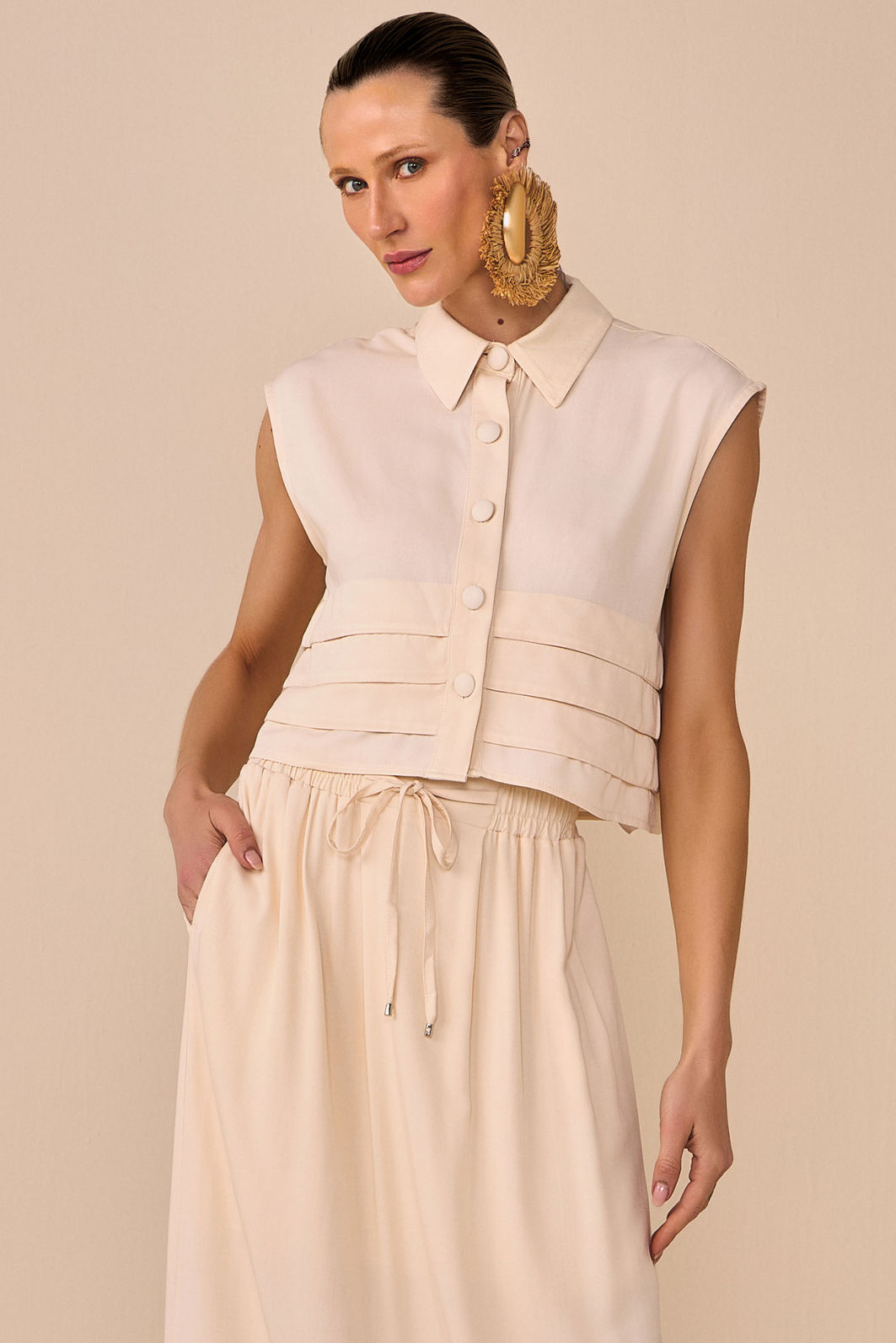 Camisa sem mangas em blend de viscose 96177 Linzzi Camisa sem mangas em blend de viscose 96177 Linzzi
