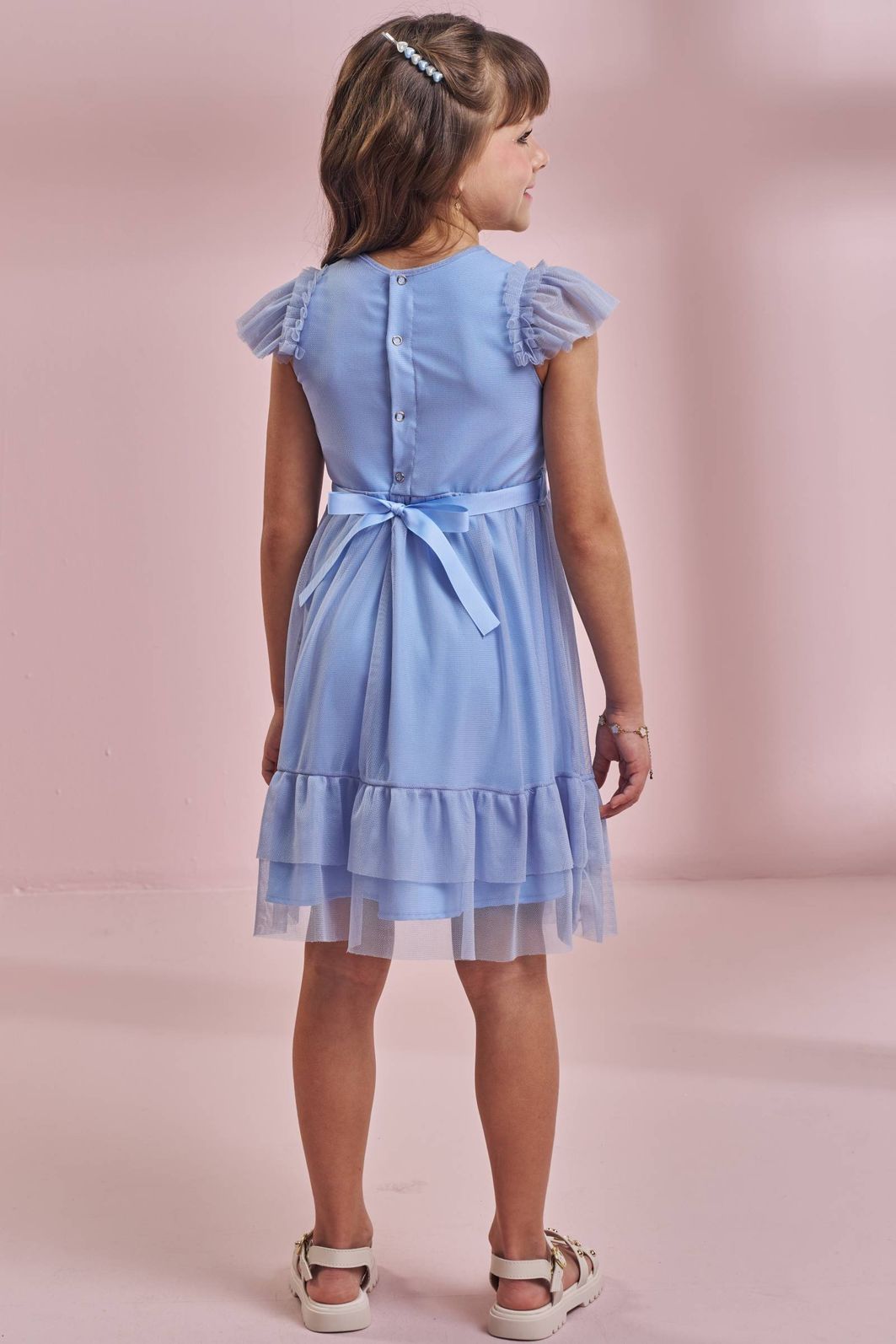 Vestido em tule com elastano 96522 Kukiê Infantil Menina Vestido em tule com elastano 96522 Kukiê Infantil Menina