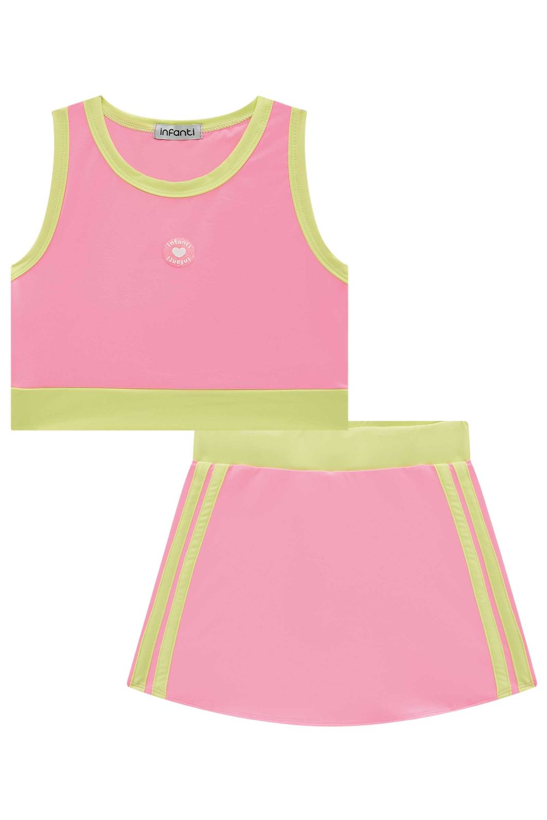 Conjunto de top e short saia em malha UV 50+ 96360 Infanti Infantil Menina Conjunto de top e short saia em malha UV 50+ 96360 Infanti Infantil Menina