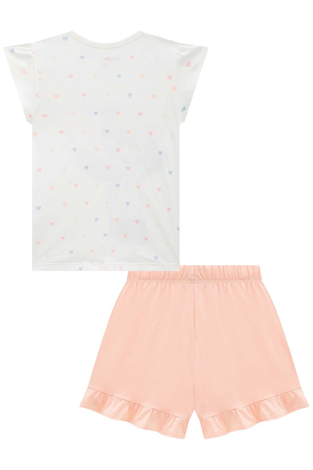 Conjunto de pijama de blusa em malha comfy com shorts em meia malha 96028 Infanti Infantil Menina