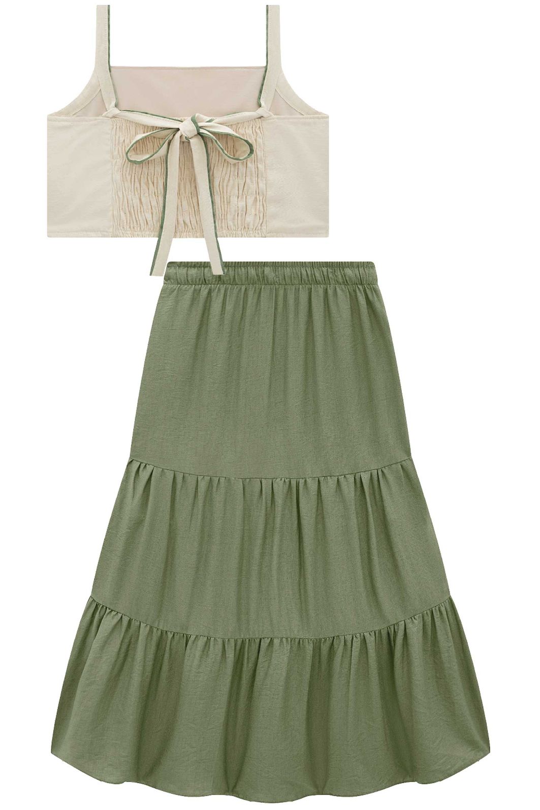 Conjunto de regata em linho com elastano e saia new midi em linho capri 94424 Vic Teen Menina Conjunto de regata em linho com elastano e saia new midi em linho capri 94424 Vic Teen Menina