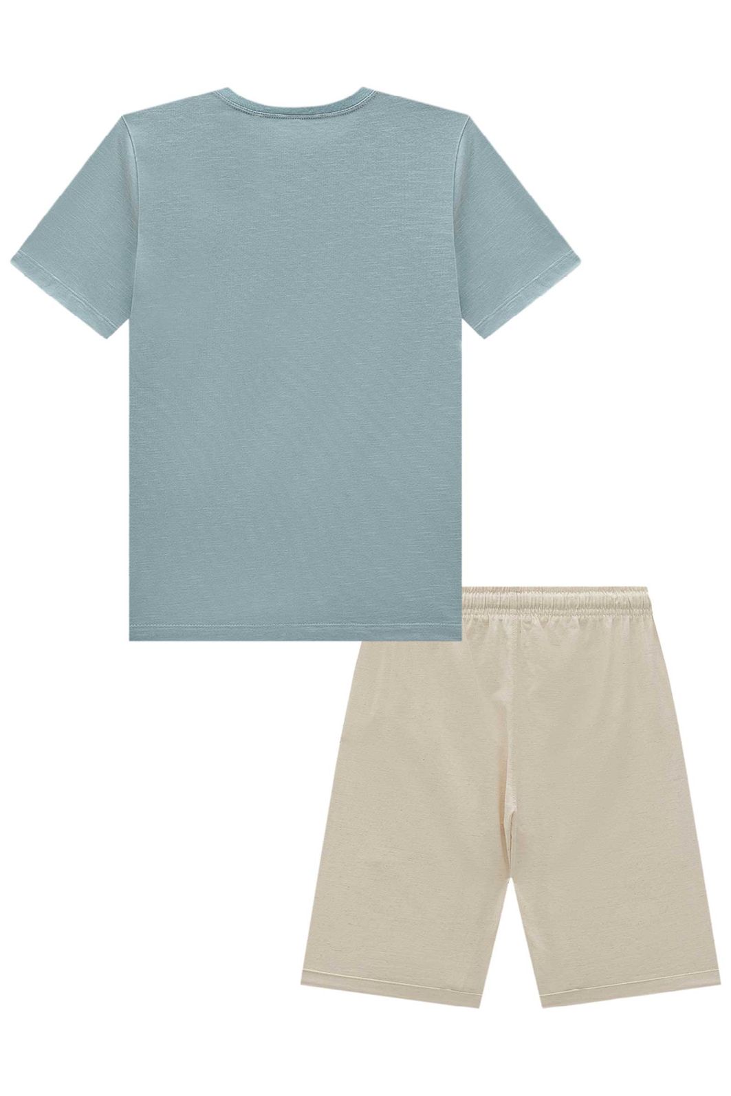 Conjunto de camiseta em malha mesclada e bermuda em linho santorine com elastano 95699 Johnny Fox Teen Menino Conjunto de camiseta em malha mesclada e bermuda em linho santorine com elastano 95699 Johnny Fox Teen Menino