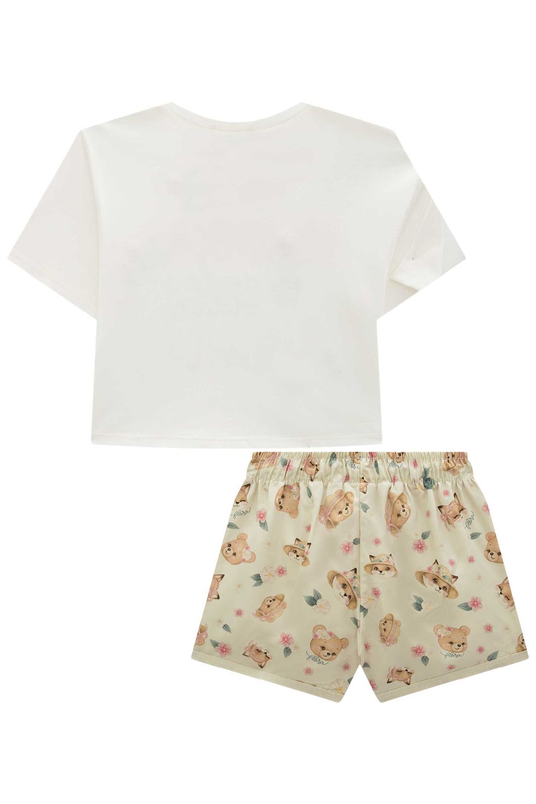 Conjunto de blusa em meia malha com shorts em tecno style 97022 Infanti Infantil Menina