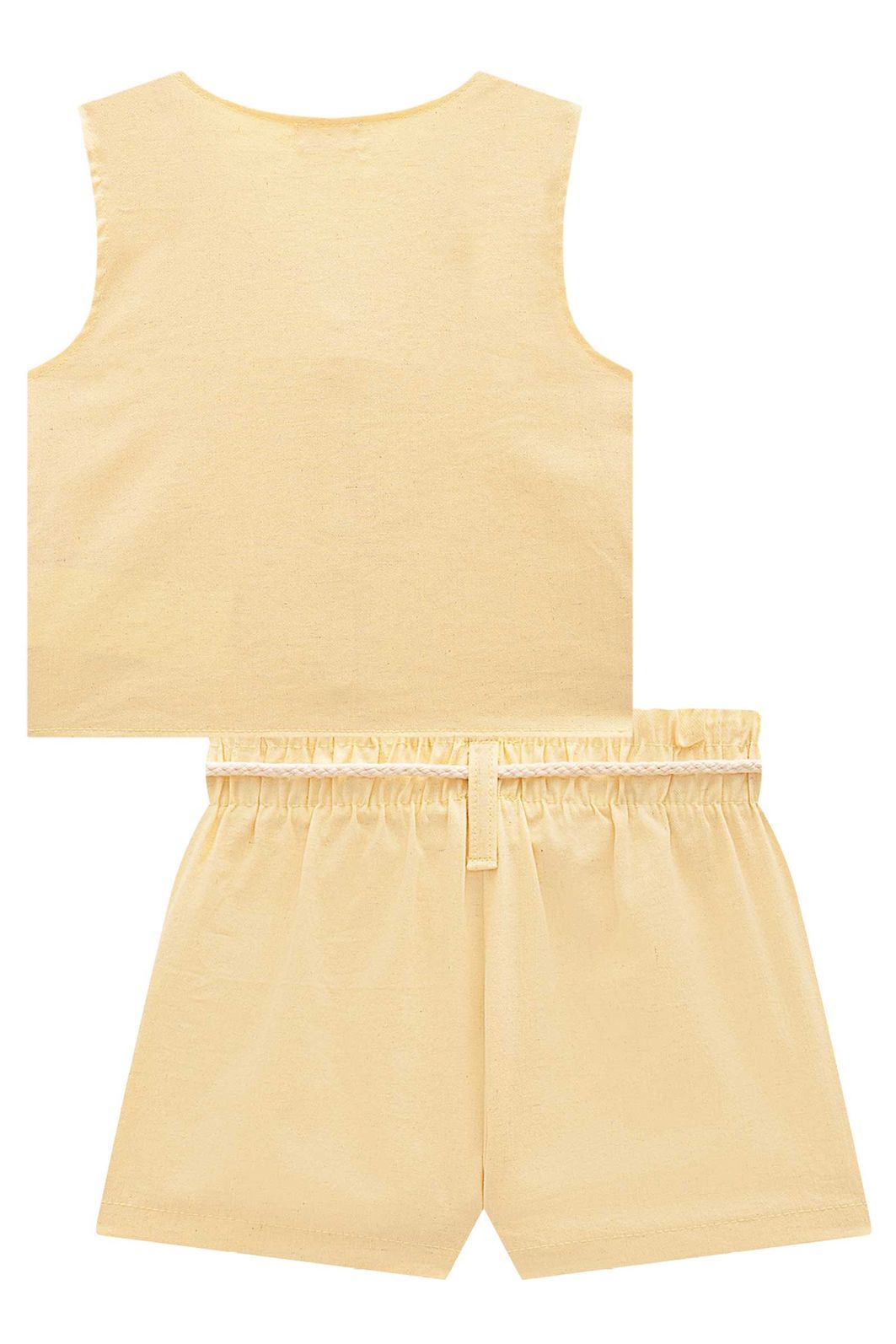 Conjunto de colete e shorts em viscolinho sarjado 98284 Kukiê Infantil Menina