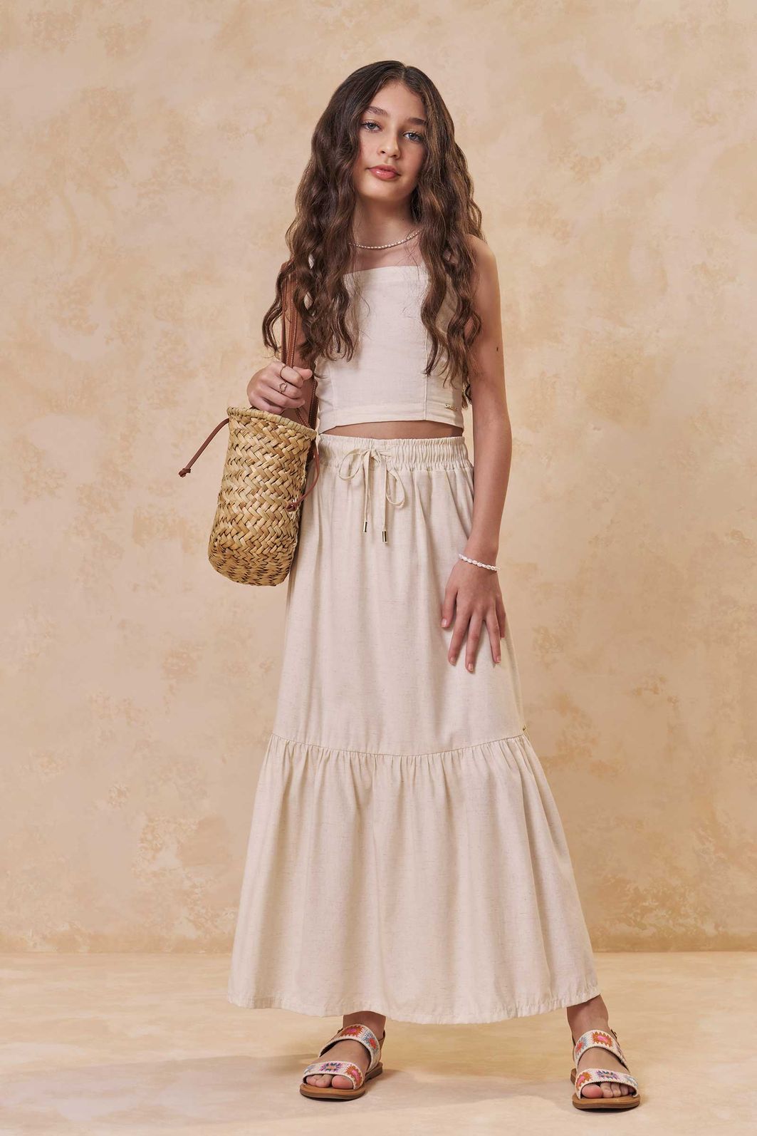 Conjunto de top e saia midi em linho deluxe 95513 Lilimoon Teen Menina Conjunto de top e saia midi em linho deluxe 95513 Lilimoon Teen Menina