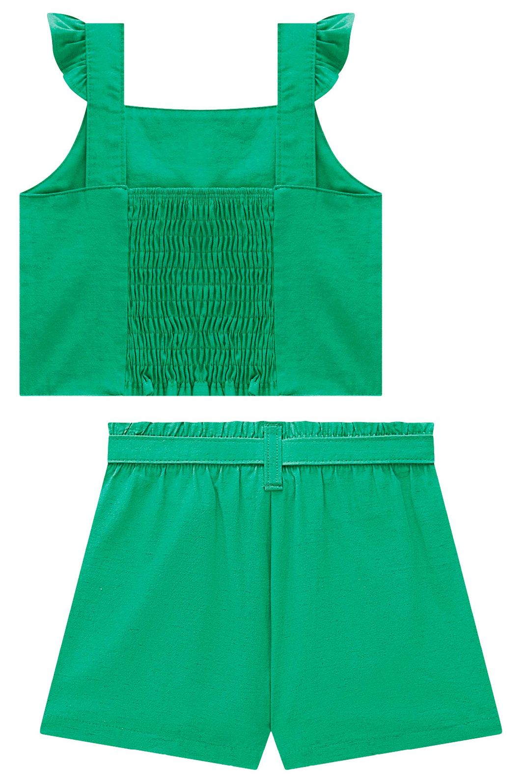 Conjunto de blusa e shorts em viscolinho sarjado 99674 Kukiê Infantil Menina