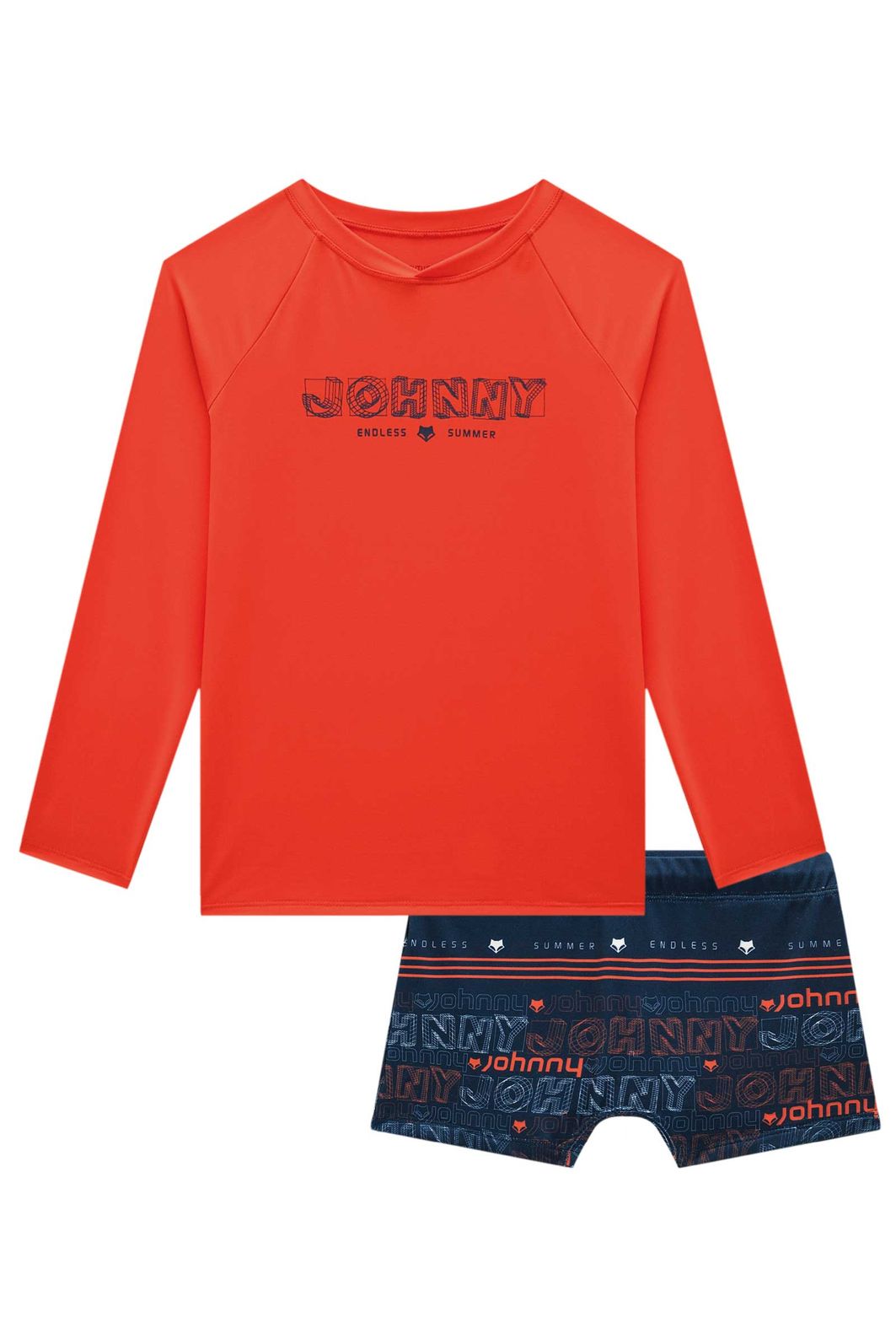 Conjunto de camiseta e sunga em malha uv dry com proteção UV50+ 97334 Johnny Fox Teen Menino Conjunto de camiseta e sunga em malha uv dry com proteção UV50+ 97334 Johnny Fox Teen Menino