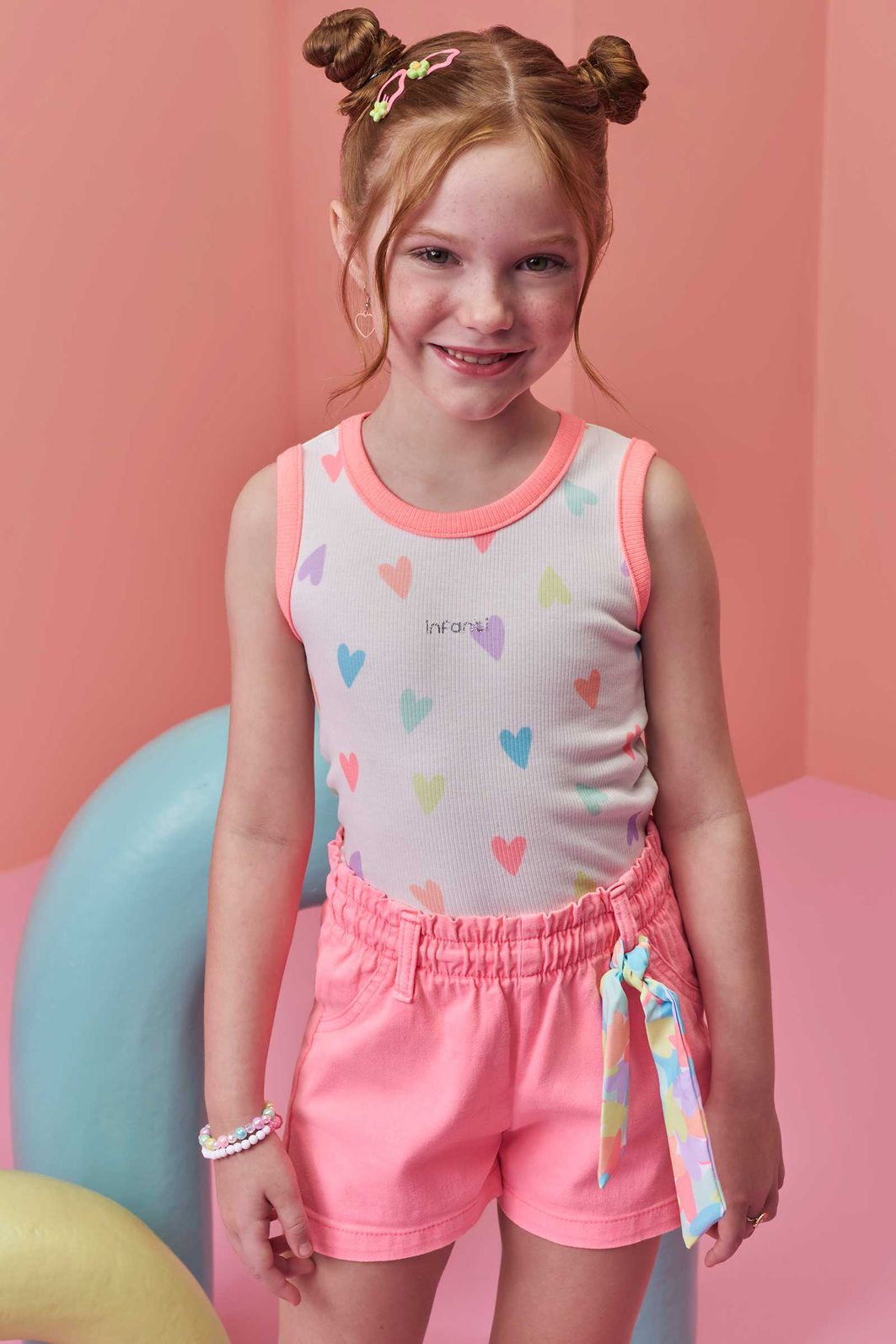 Shorts em sarja com elastano 98348 Infanti Infantil Menina Shorts em sarja com elastano 98348 Infanti Infantil Menina