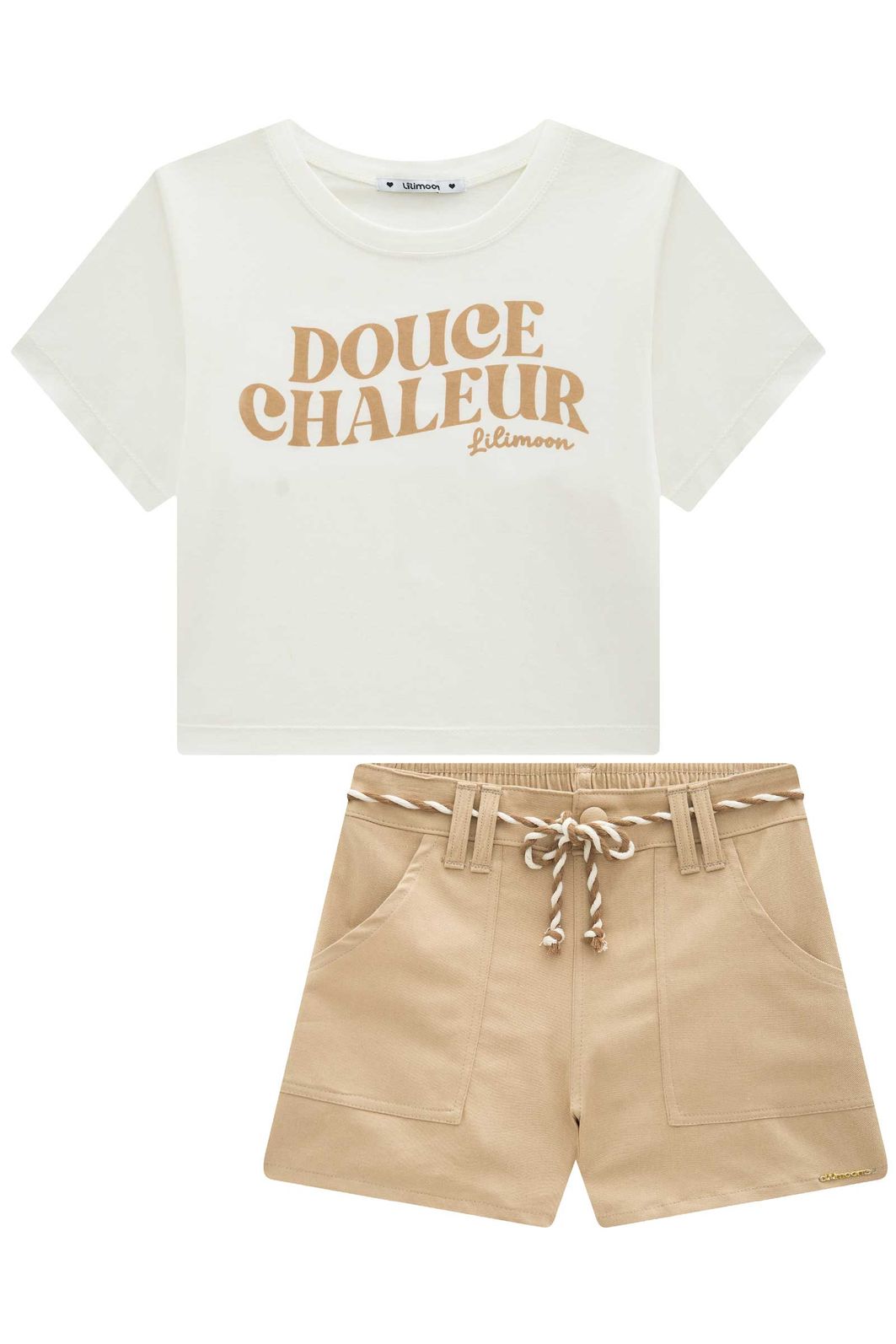 Conjunto de blusa em meia malha e shorts em sarja com elastano 95504 Lilimoon Teen Menina Conjunto de blusa em meia malha e shorts em sarja com elastano 95504 Lilimoon Teen Menina